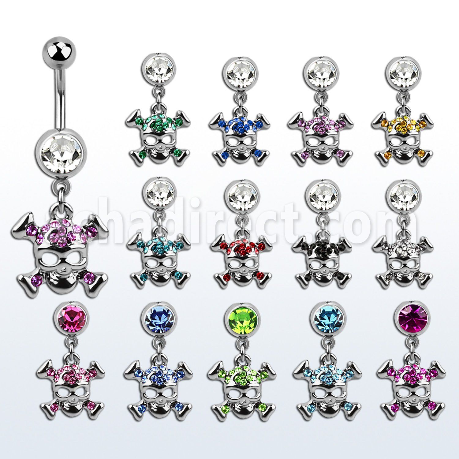mcdsk4 316l steel belly banana with jewel ball crystal skull