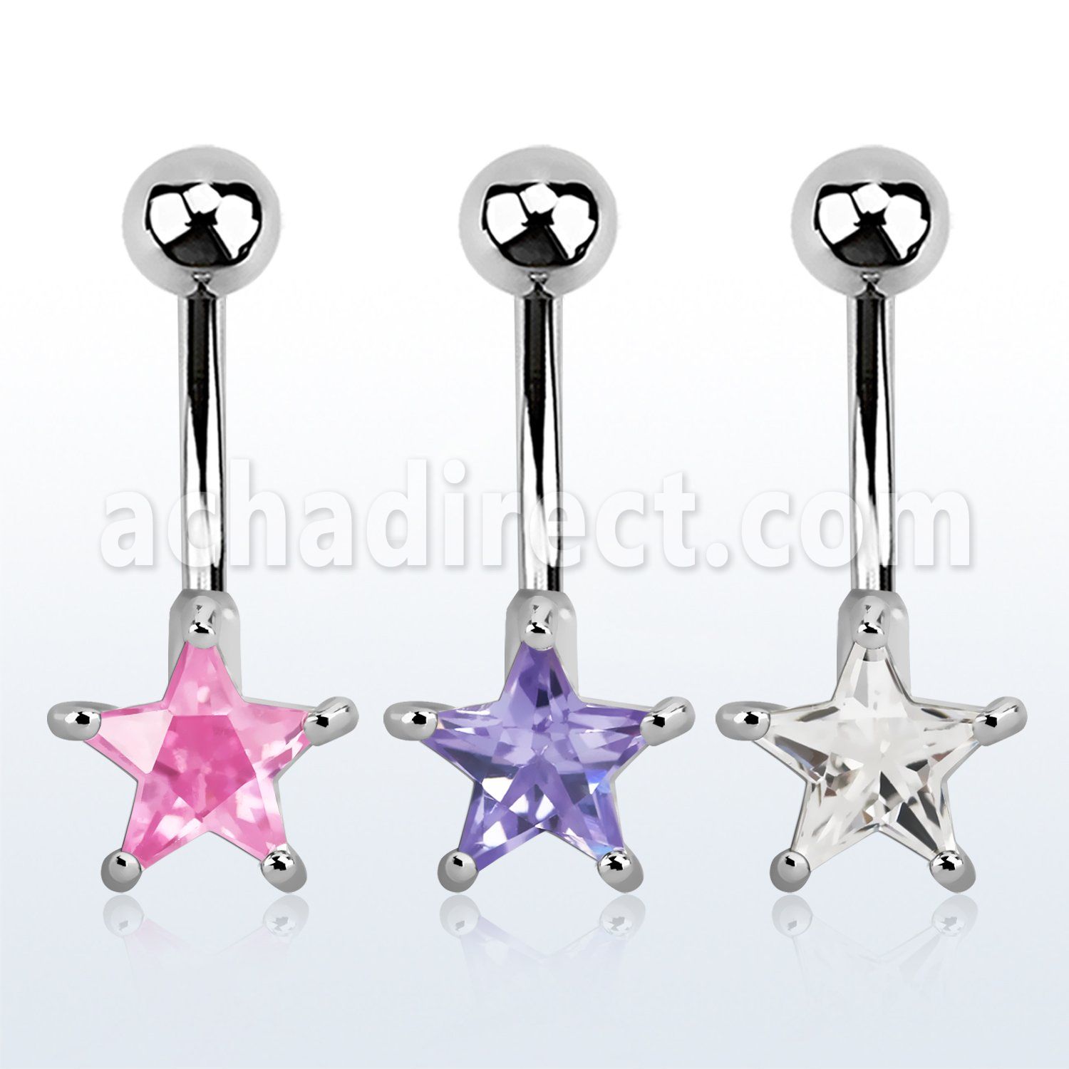 mcdz327 316l steel belly banana with star prong set cz stone