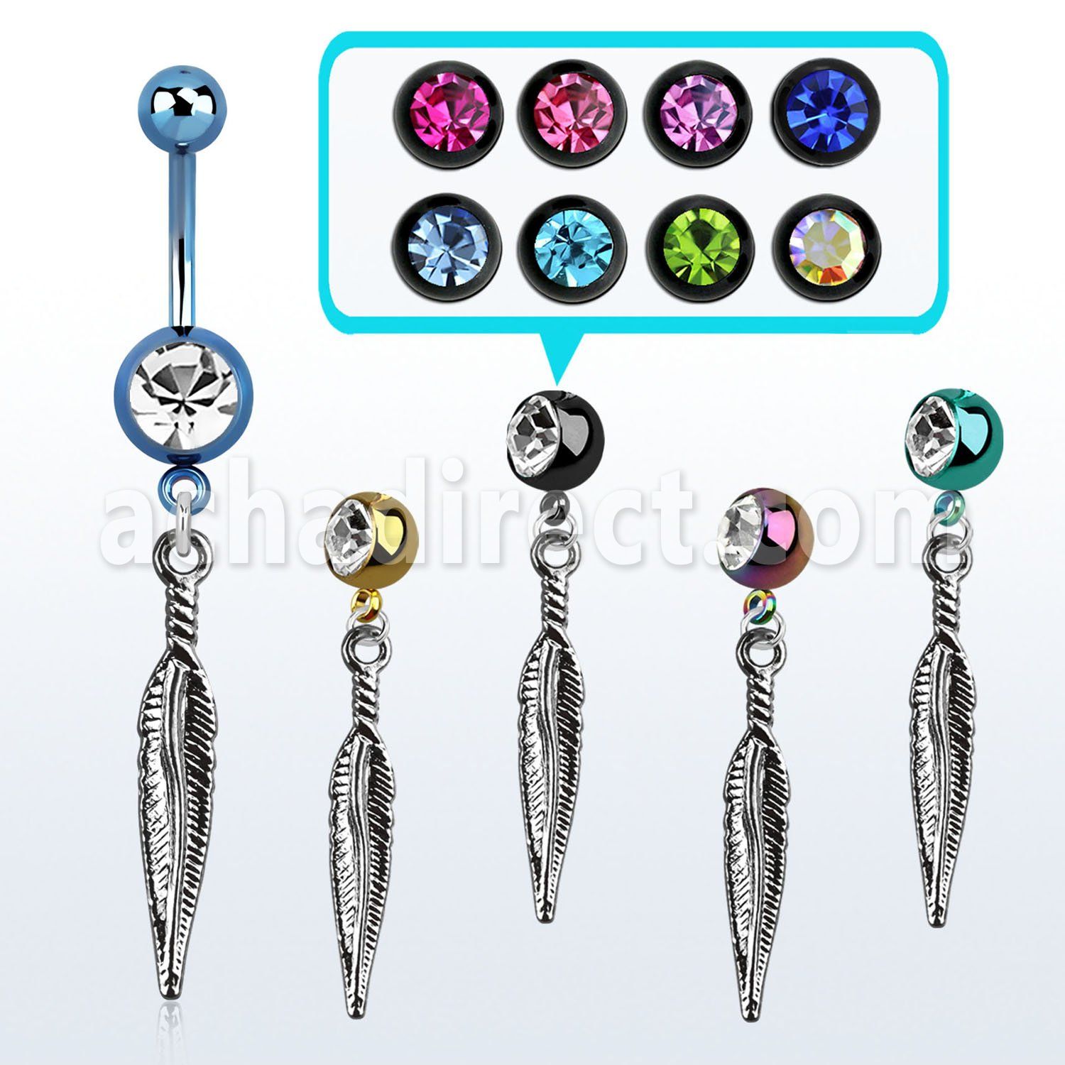 mdk583 pvd 316l steel belly banana w dangling small feather