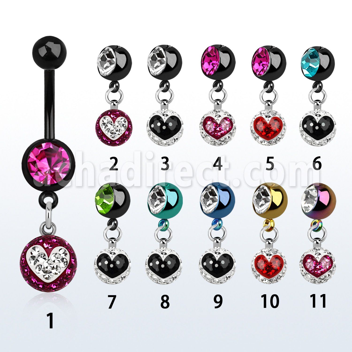 mdkfr8b pvd 316l steel belly banana w dangling ferido heart ball