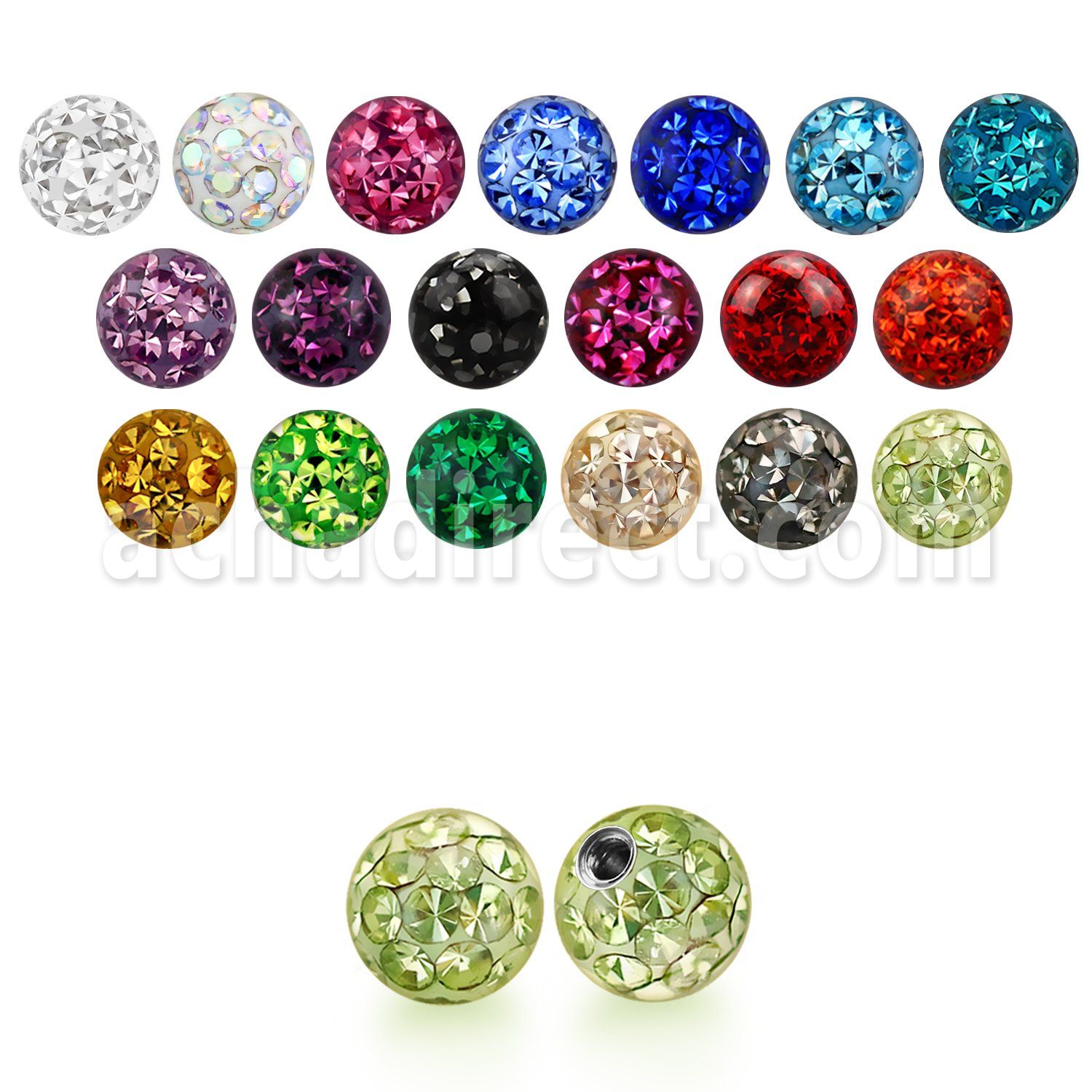 mfr3 3mm multi crystal ball with resin cover threading