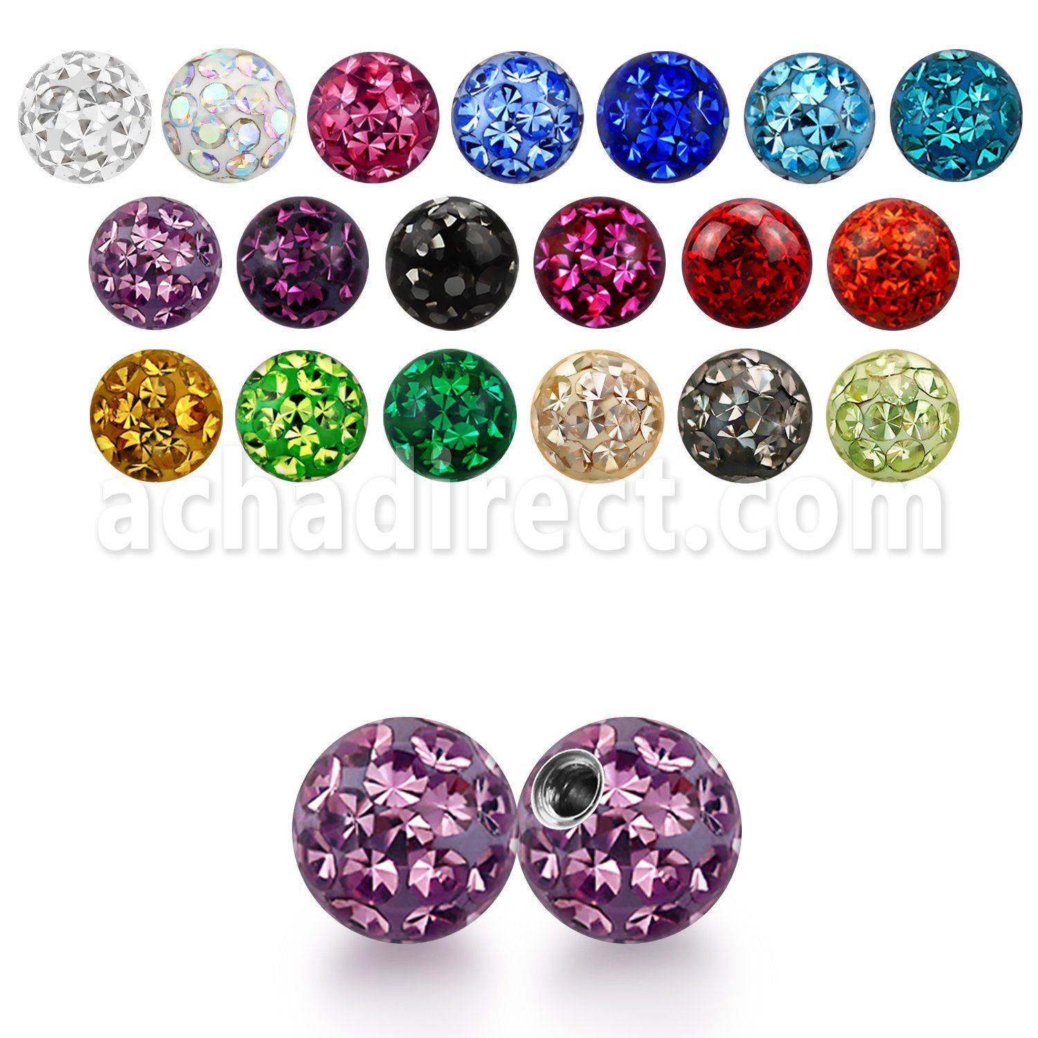 mfr5 5mm multi crystal ball with resin cover threading