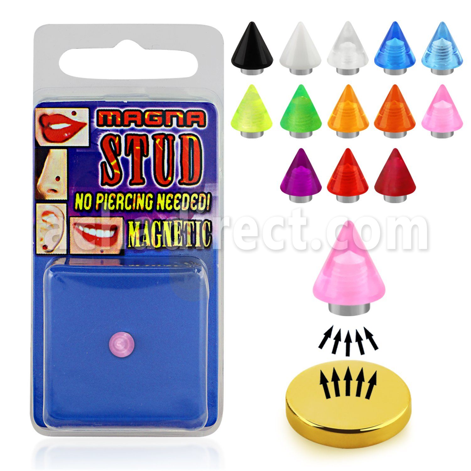 mgvcn5 5mm uv acrylic cone magna stud with magnet backing