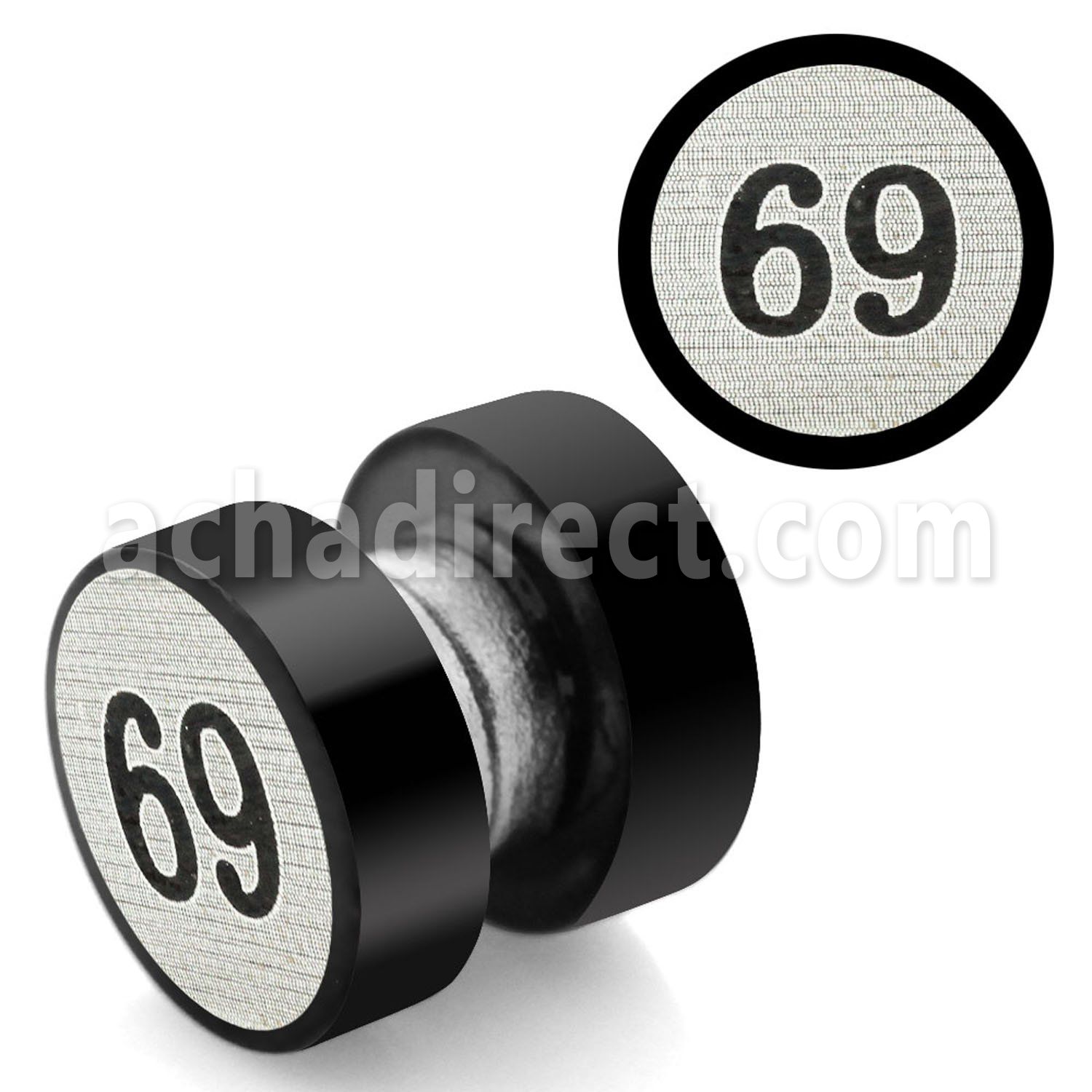 mpls10 black 316l steel magnetic fake plug with 69 logo