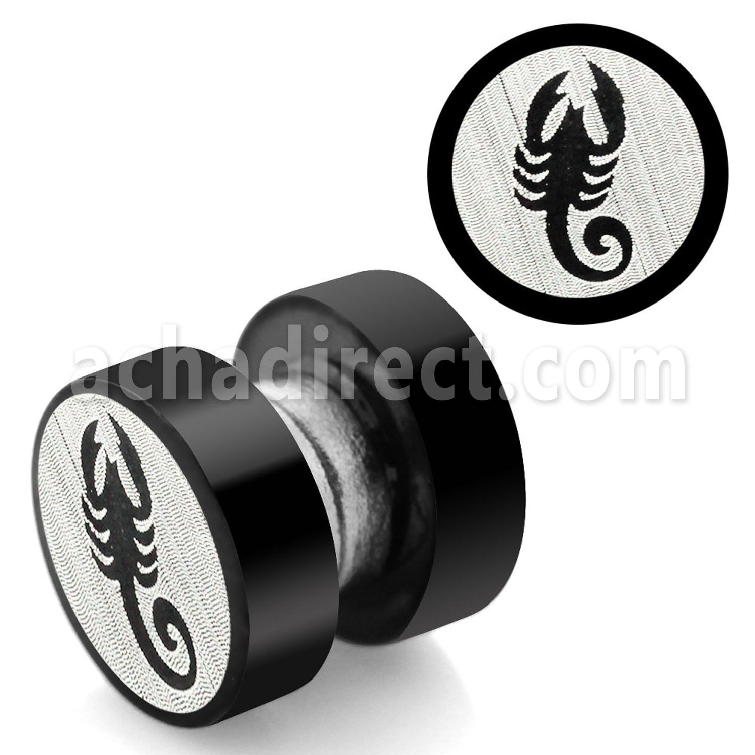 mpls12 black anodized 316l steel magnetic fake plug w scorpion