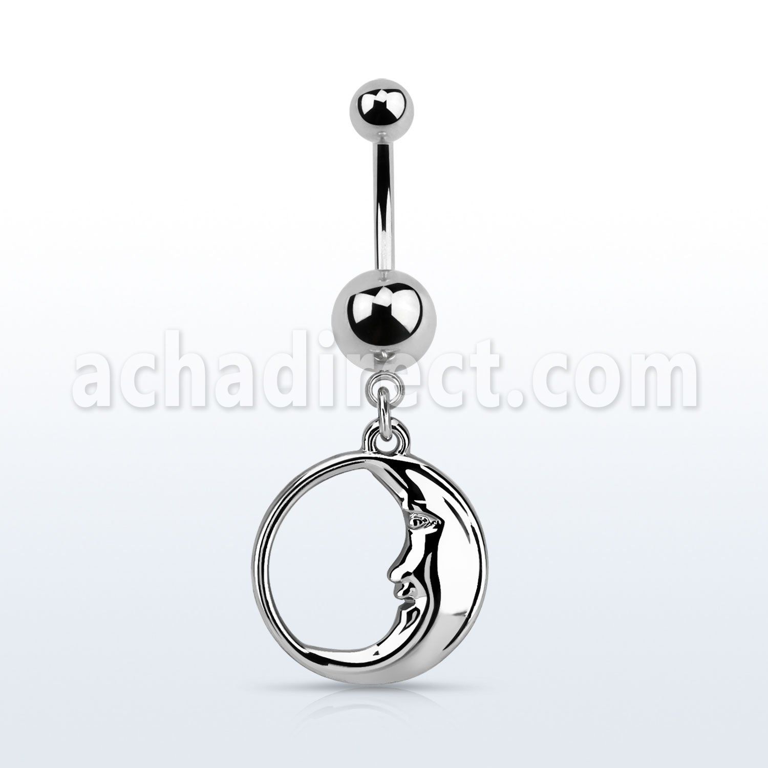 msd733 316l steel belly banana w a dangling sleepy moon