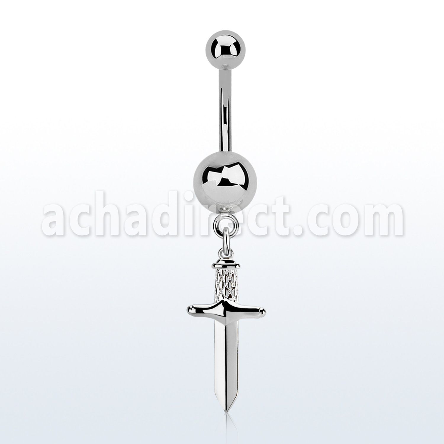 msd768 steel belly banana 14g w 5 & 8mm plain ball w dagger
