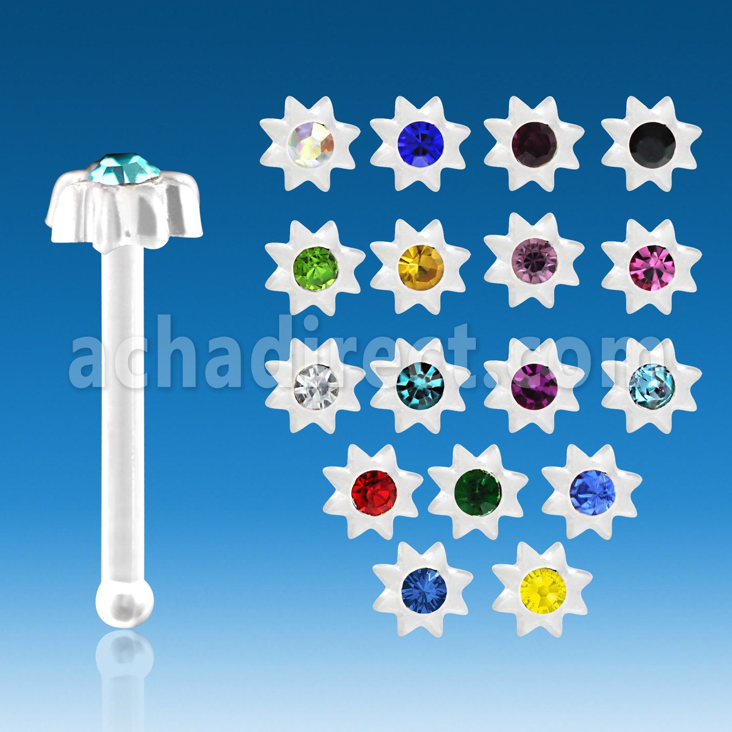 nbac3 clear acrylic nose bone with star top center crystal