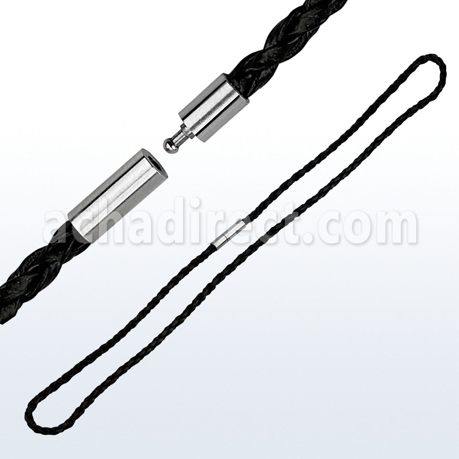 nk5 weaved rubber necklace with high polished pop in clasp