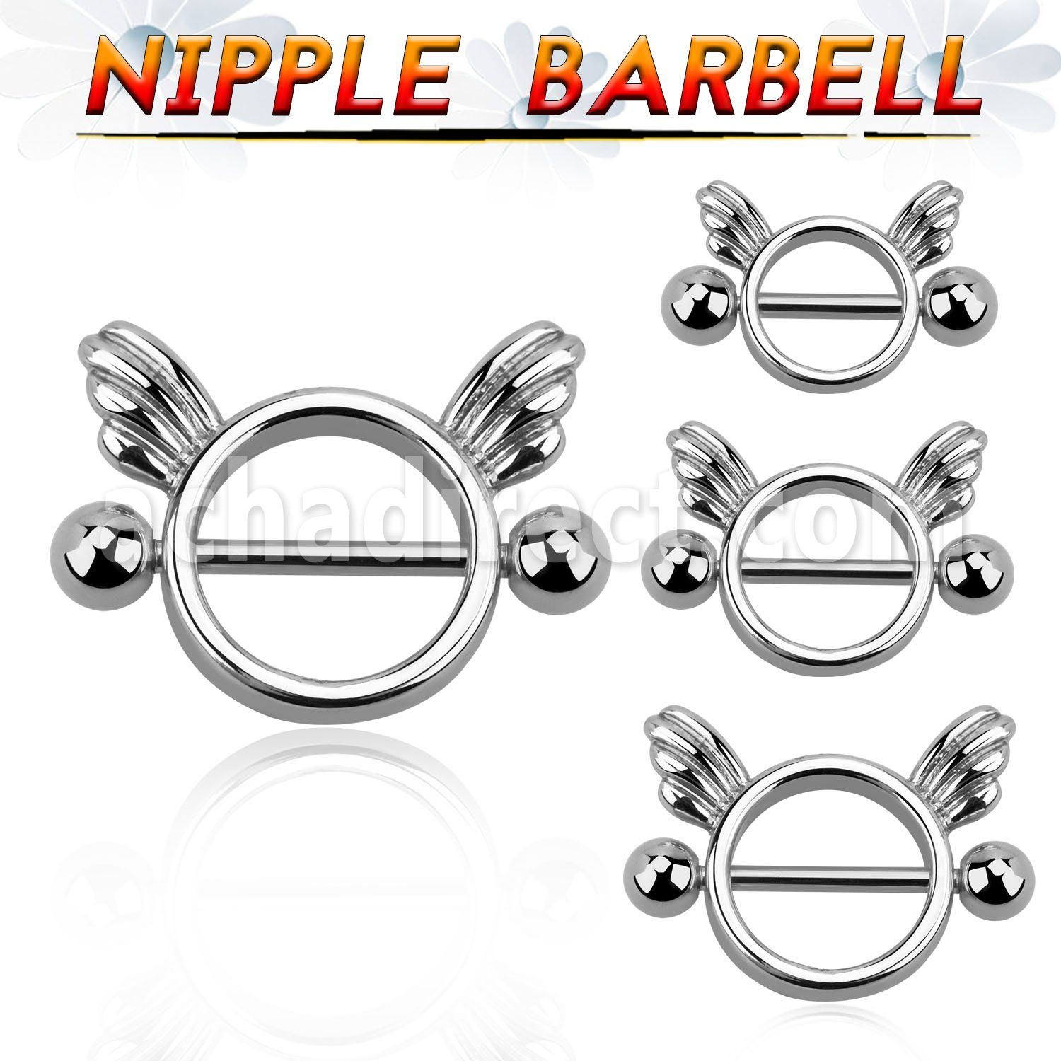 np3 round nipple shield with two small wings steel barbell