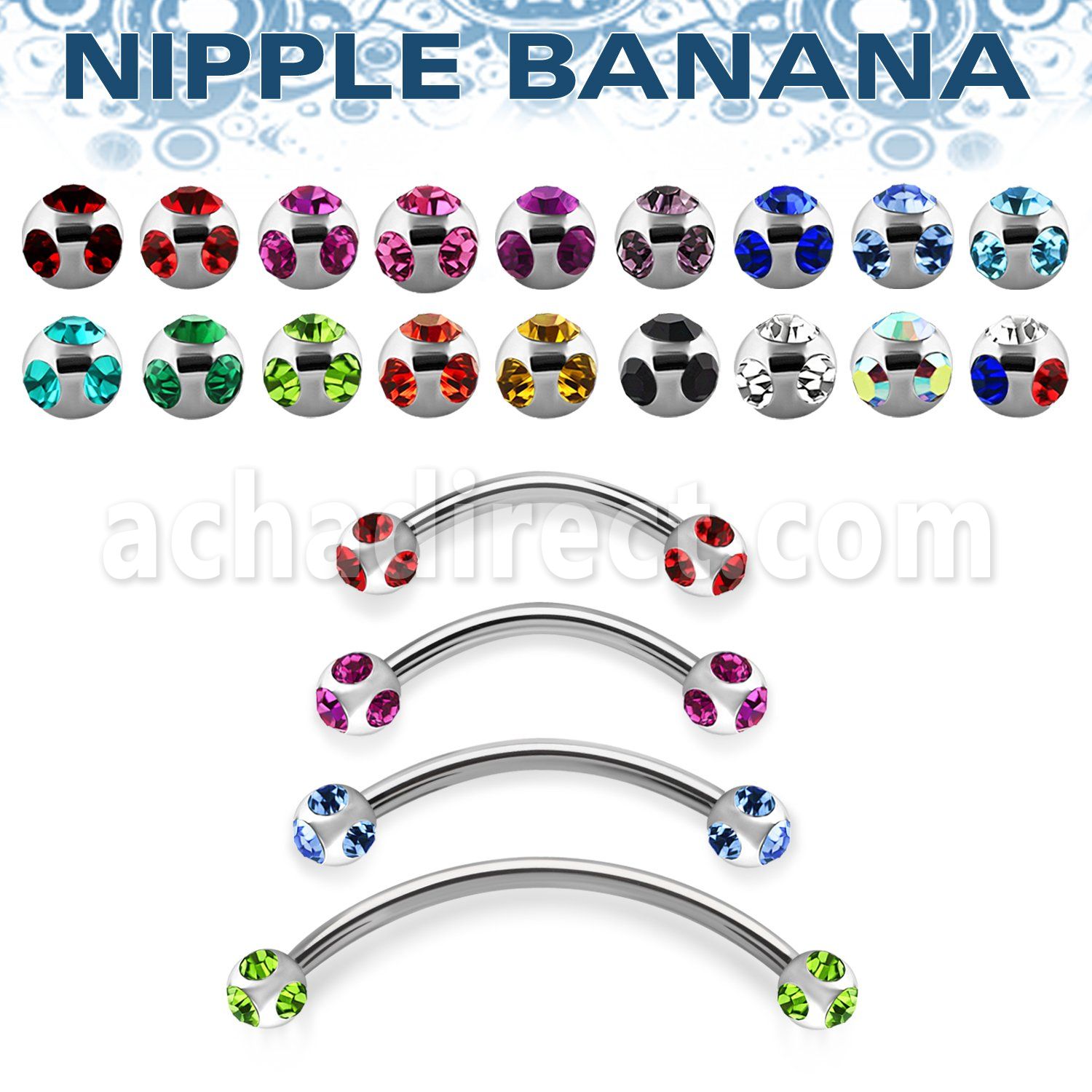 npbnmj4 surgical steel nipple banana 4mm