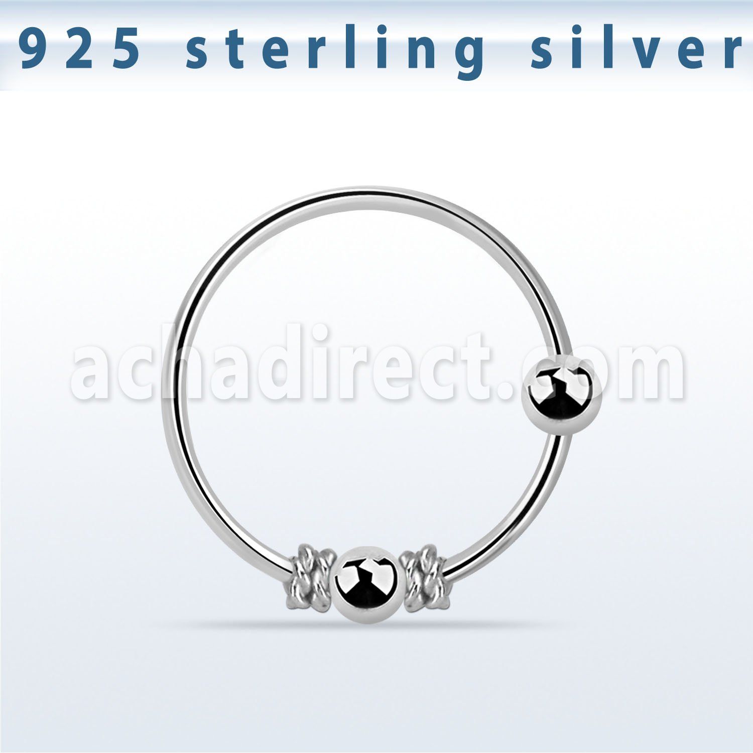 nr11 silver nose hoop with wire design and 2mm fixed ball