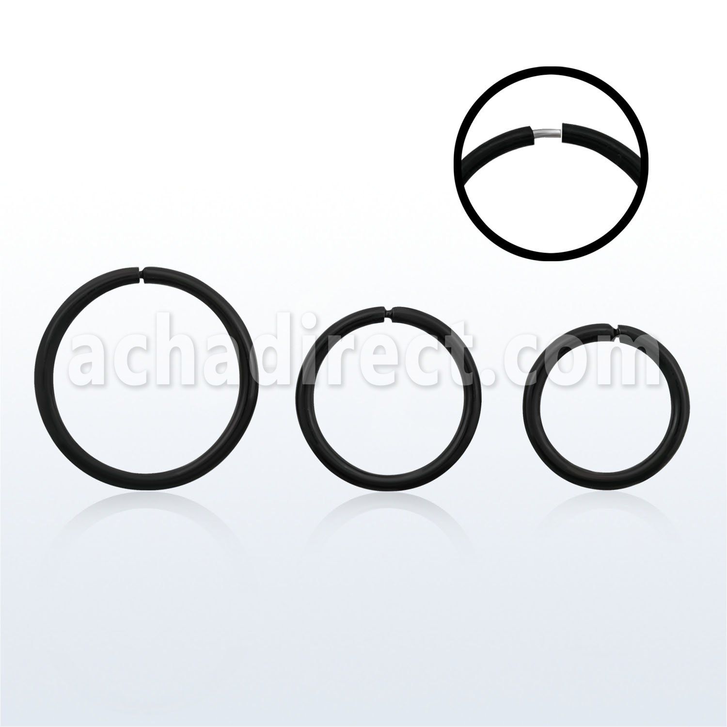 nr31bl black plated 925 sterling silver seamless nose hoop