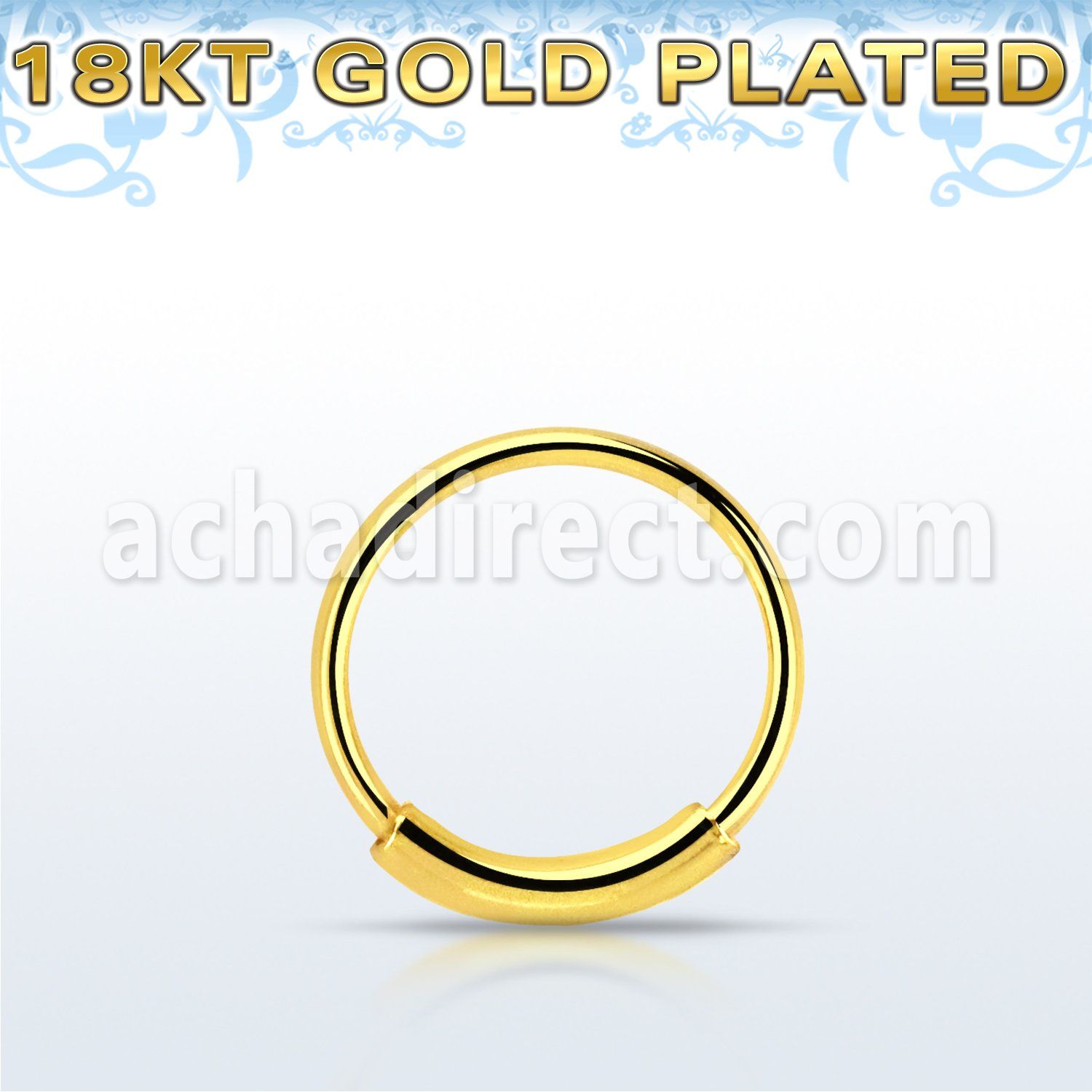 ns01rg sterling silver endless nose hoop with 18k gold plating