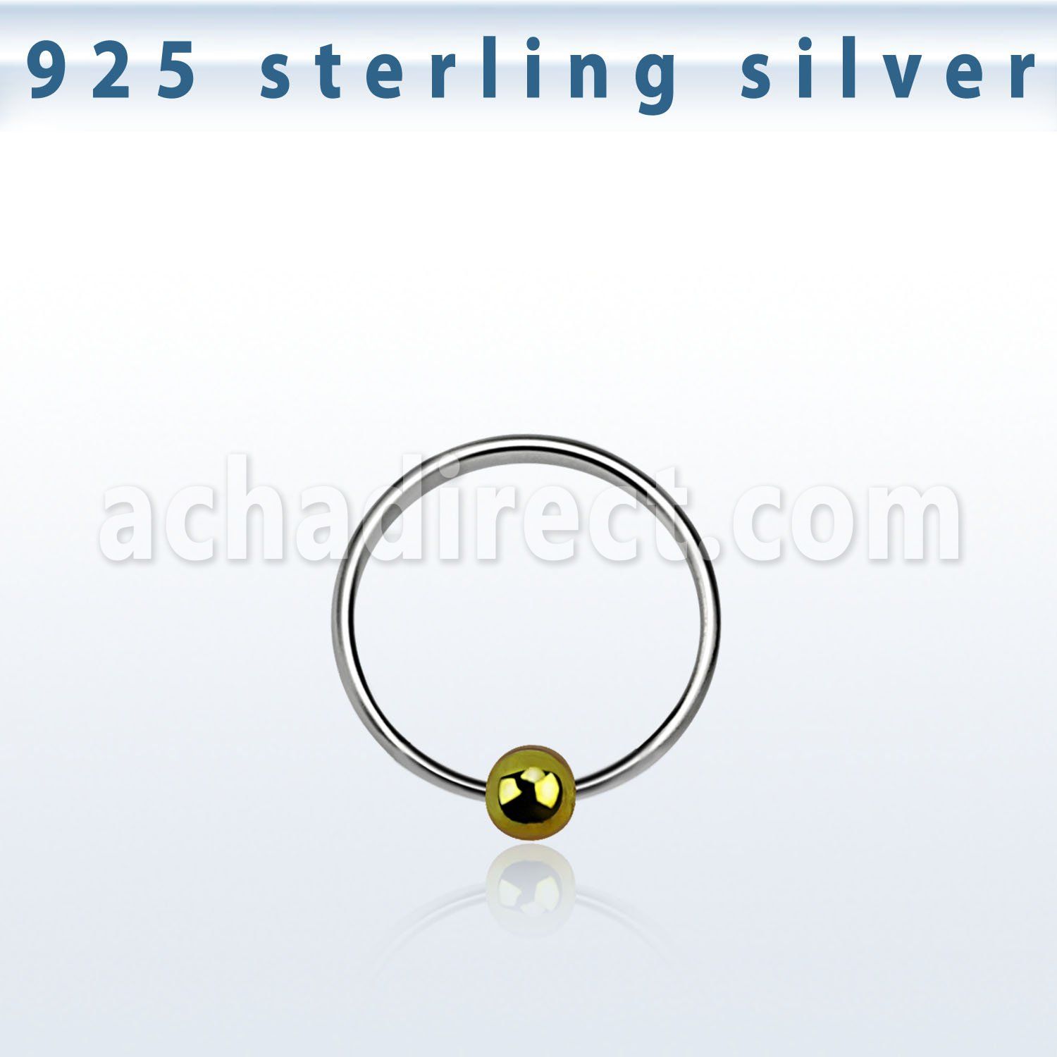 ns05gb silver nose hoop with gold plated ball diameter 8mm