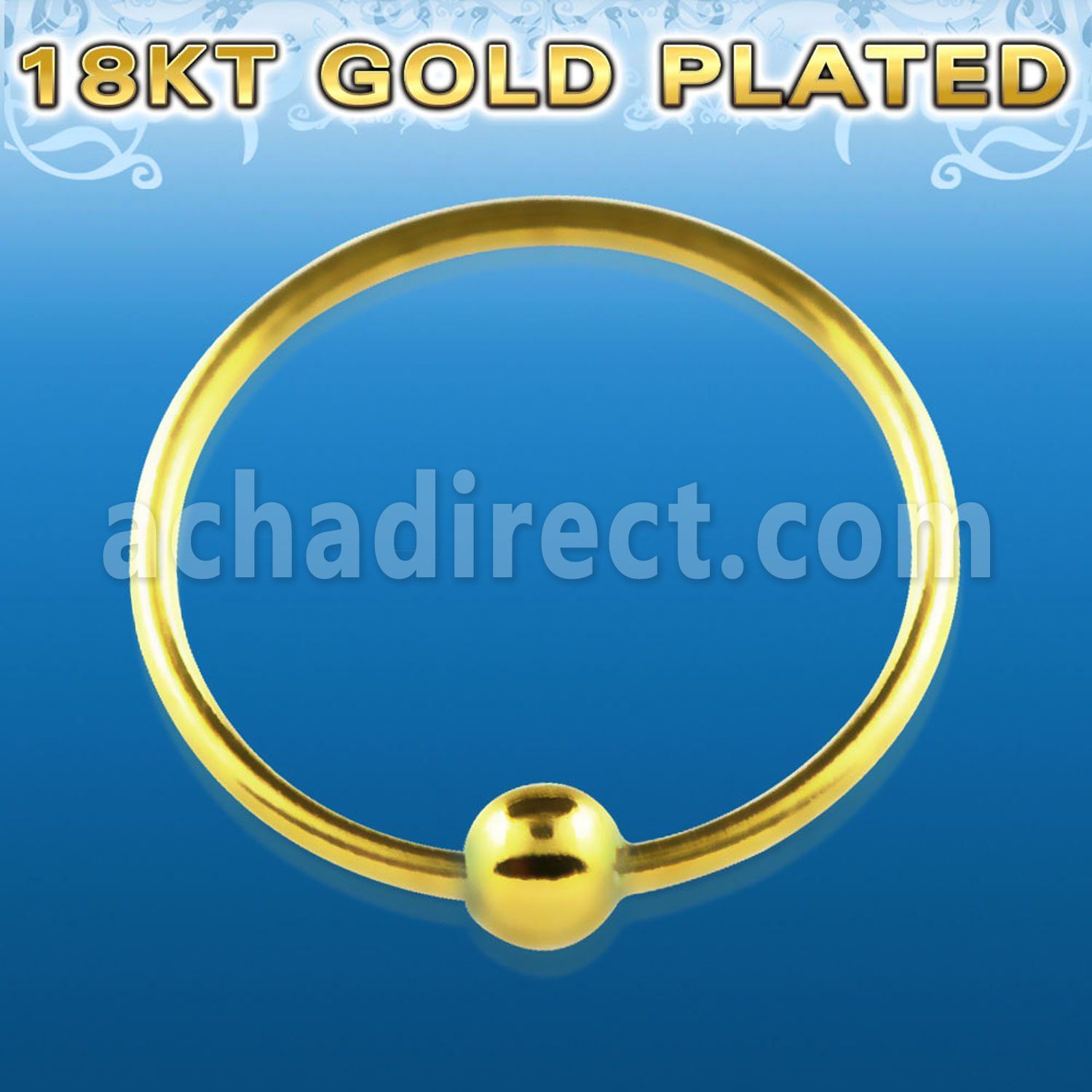 ns07rg sterling silver nose hoop with 18k gold plated ball