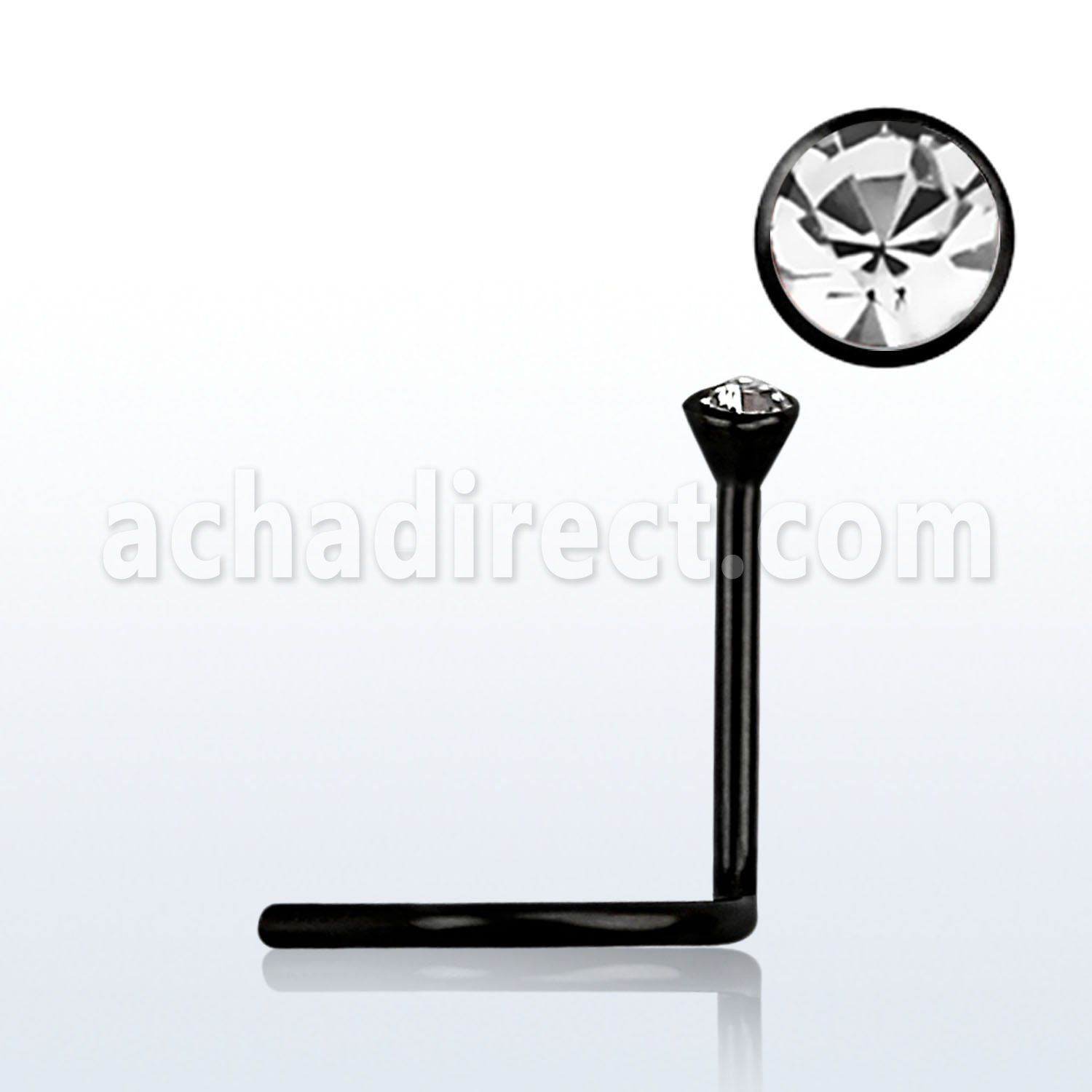 nsck black 316l steel nose screw with bezel round crystal