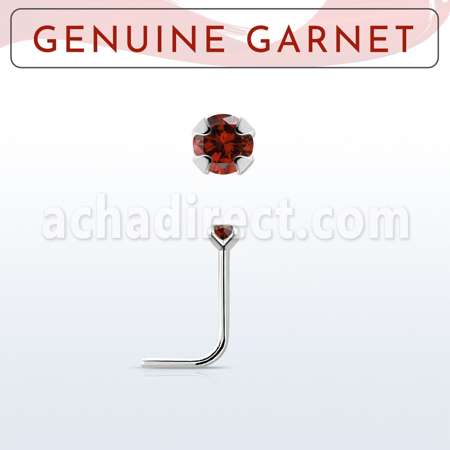 nspge2 925 silver nose stud w a garnet stone