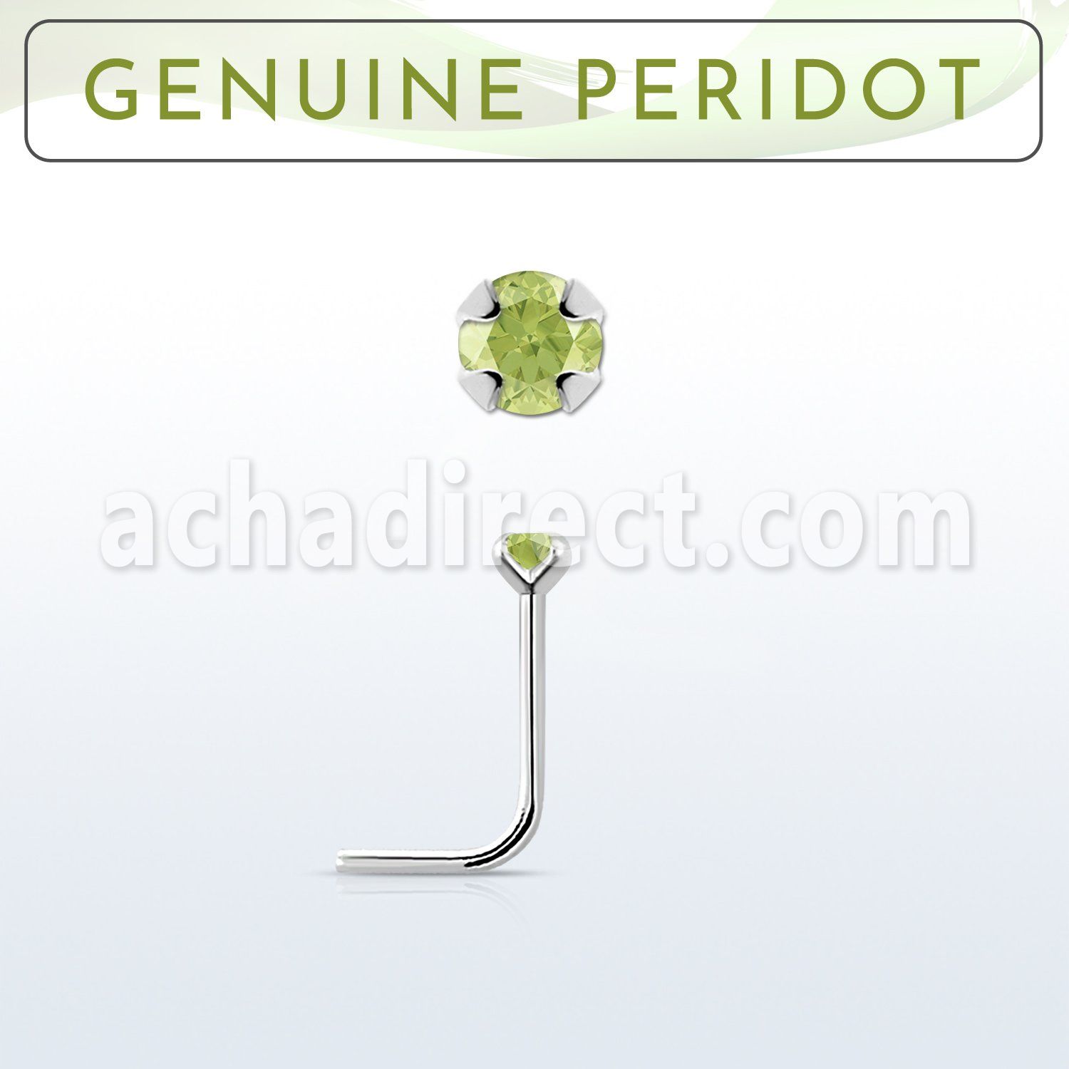 nspge4 925 silver nose stud w a peridot stone