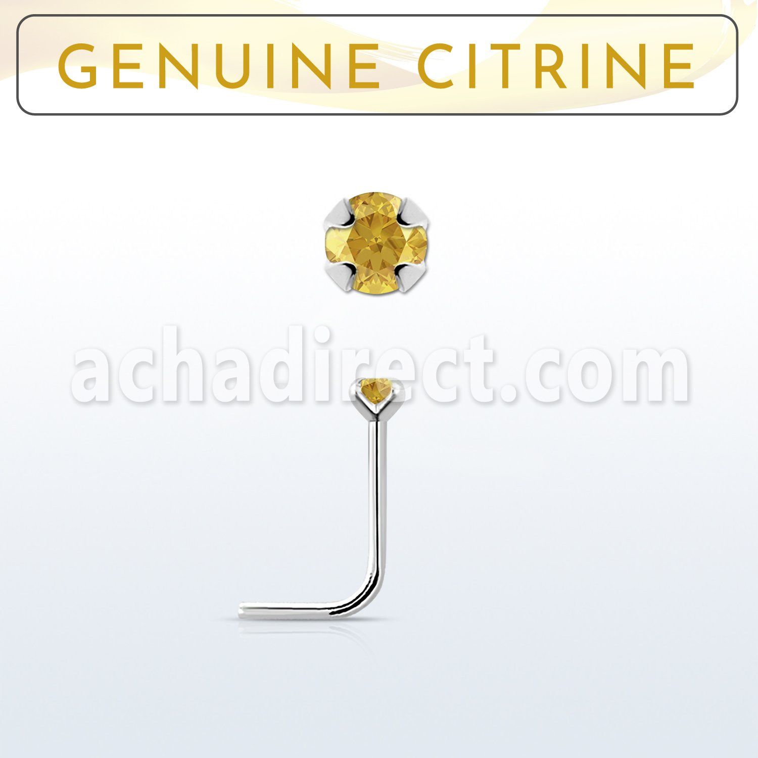 nspge6 925 silver nose stud w a citrine stone