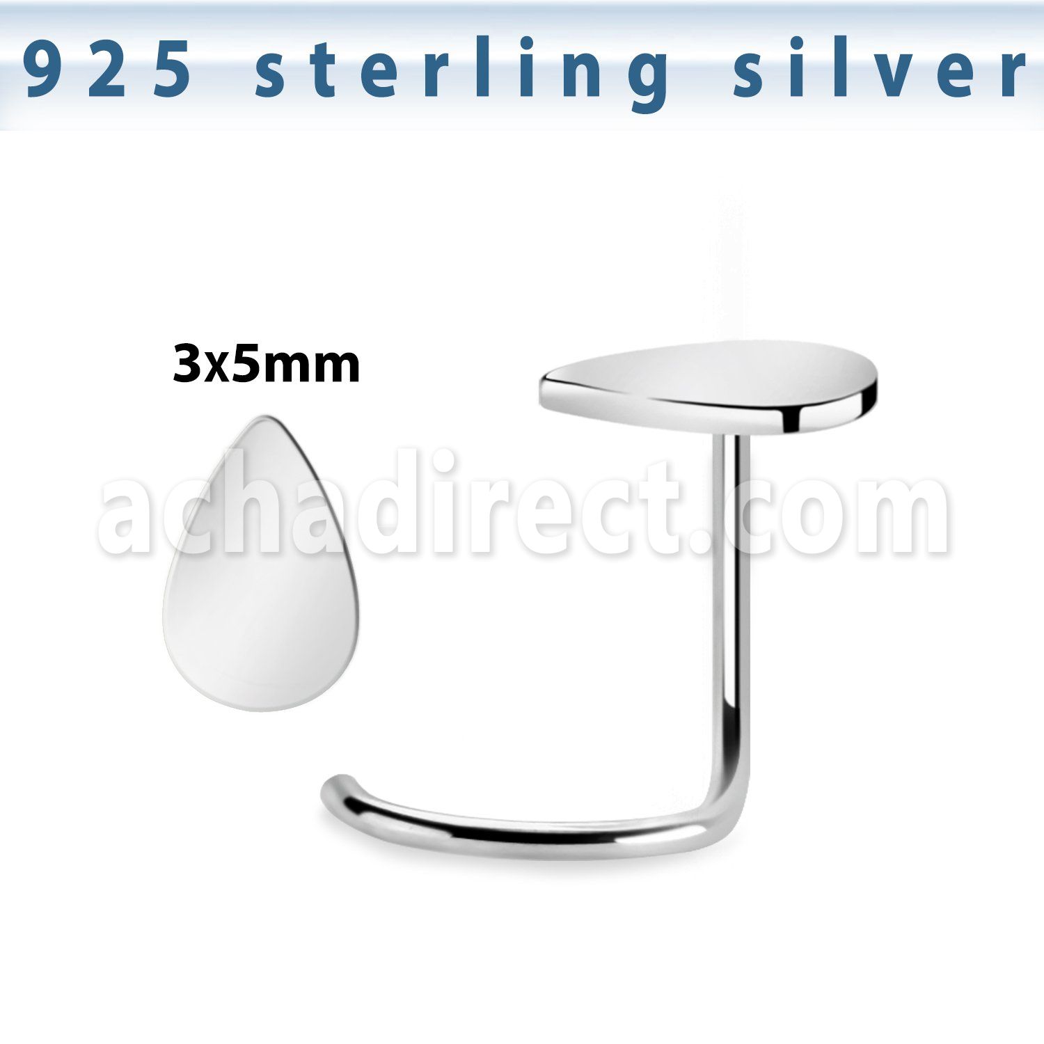 nwvdr 925 sterling silver nose screw teardrop shaped top