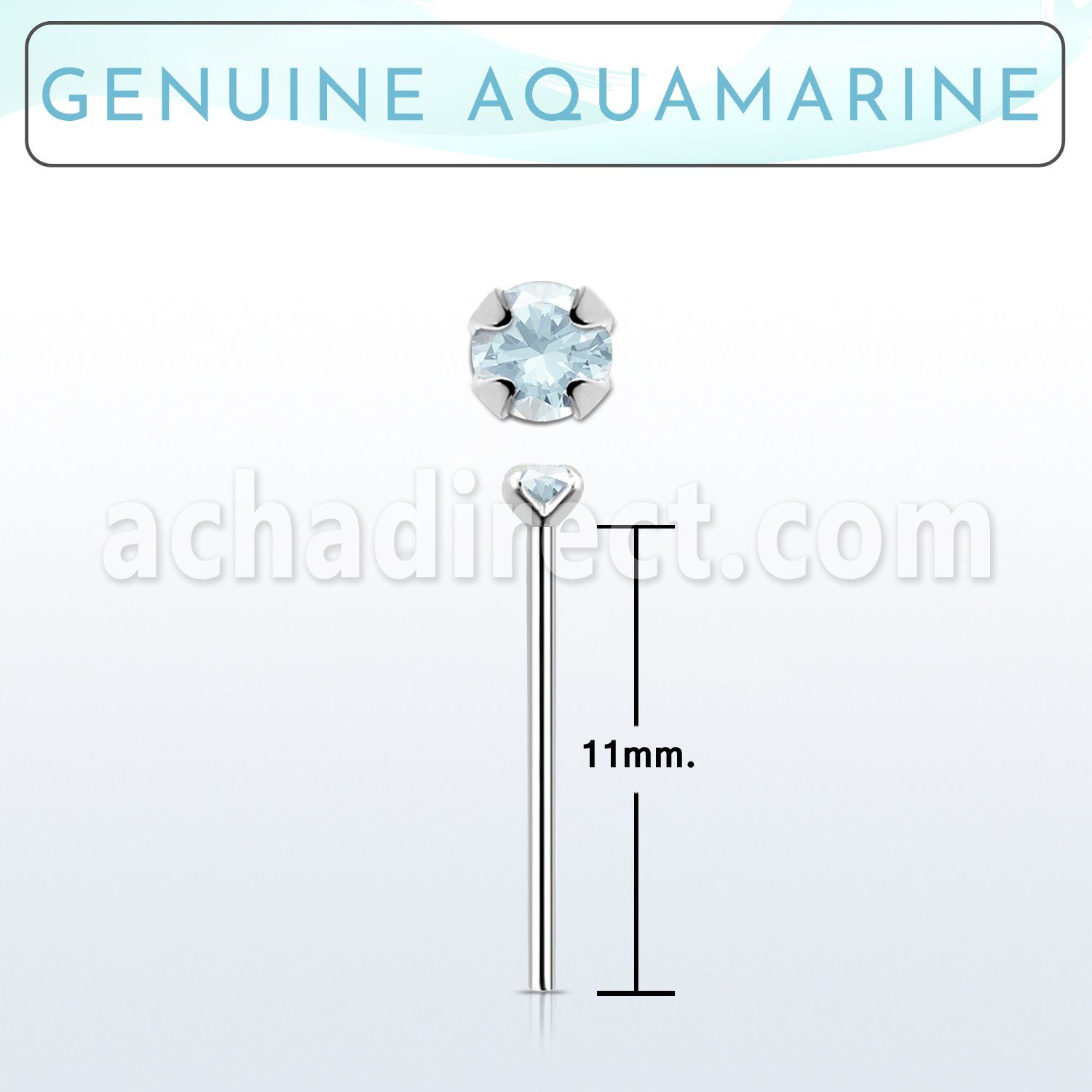 nypge8 925 silver bend it yourself nose stud w a aquamarine 