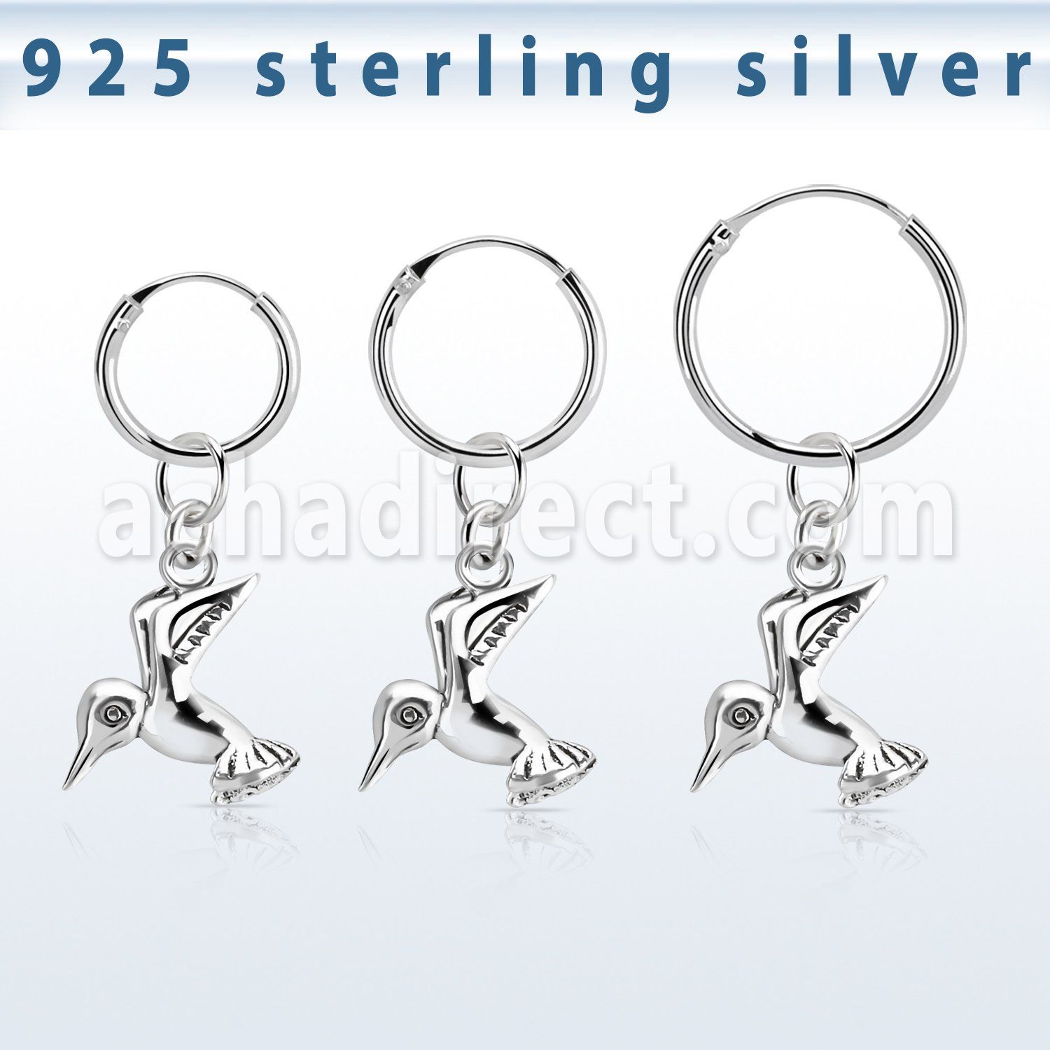 phod36 silver helix hoop earring w plain silver bird dangling
