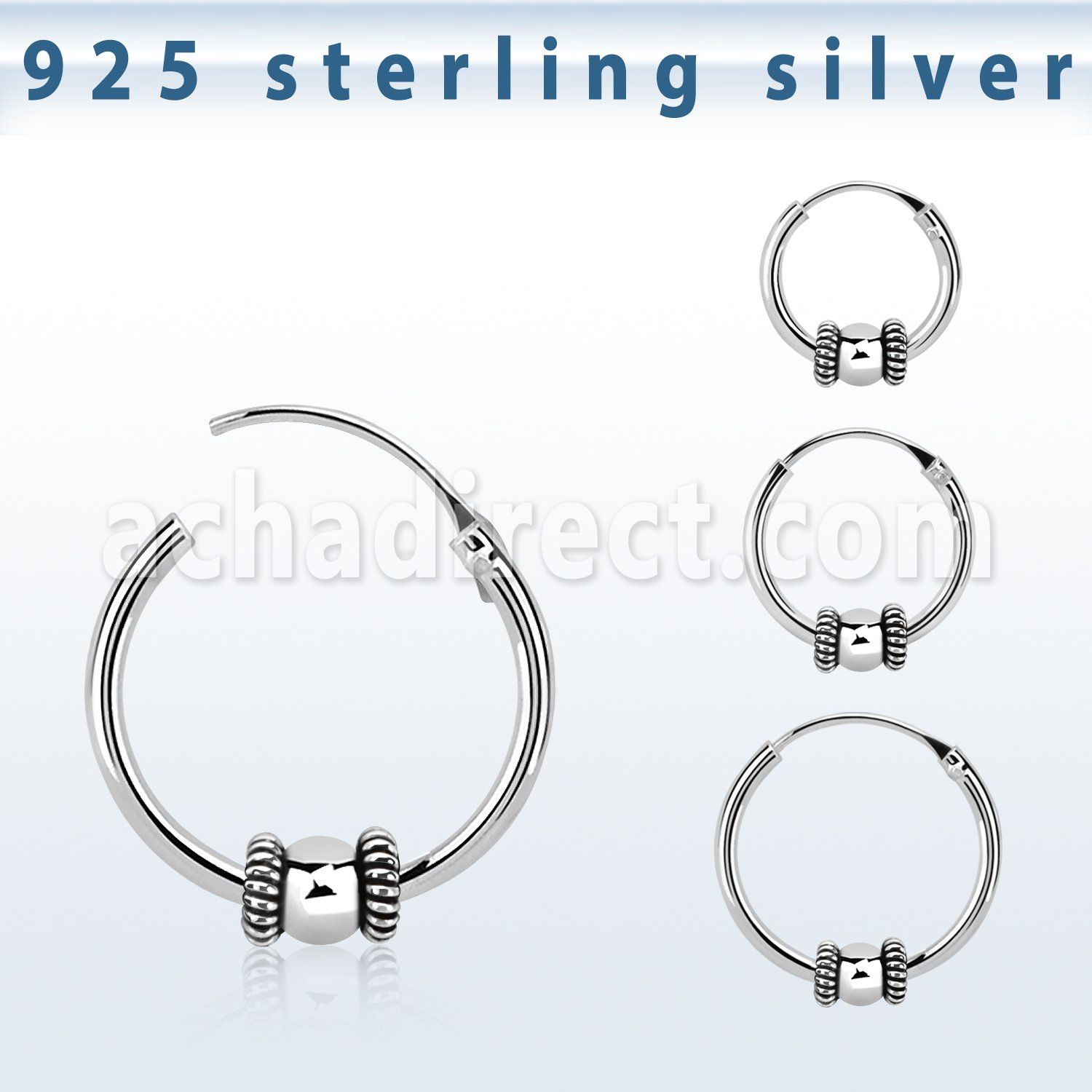 phoxe 925 silver balinese design black oxidized hoop earrings