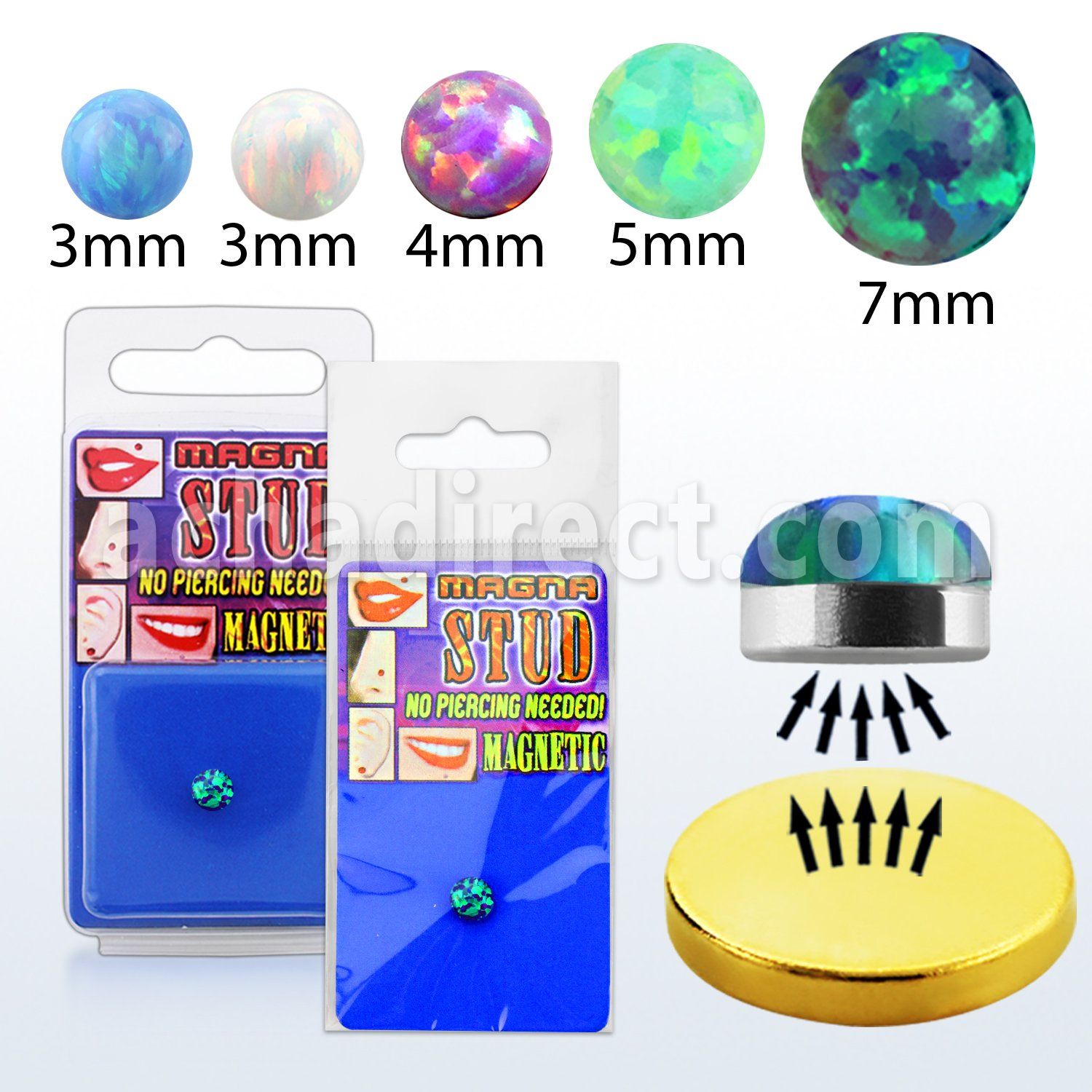 pmgop magnetic magna stud with round synthetic opal 