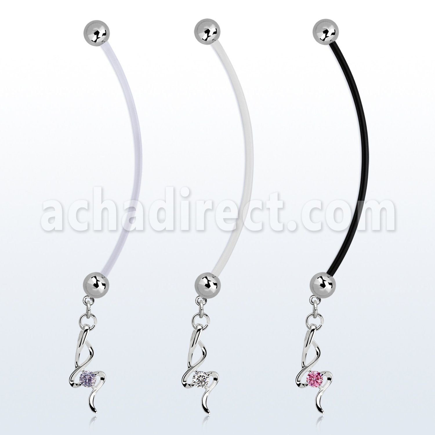 pndz410 pregnancy belly ring w dangling w a small prong set czs
