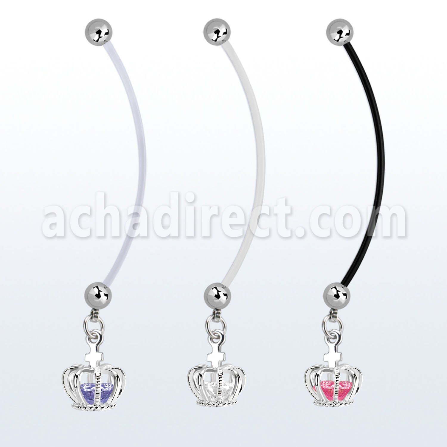 pndz590 maternity pregnancy belly ring w dangling crown w cz
