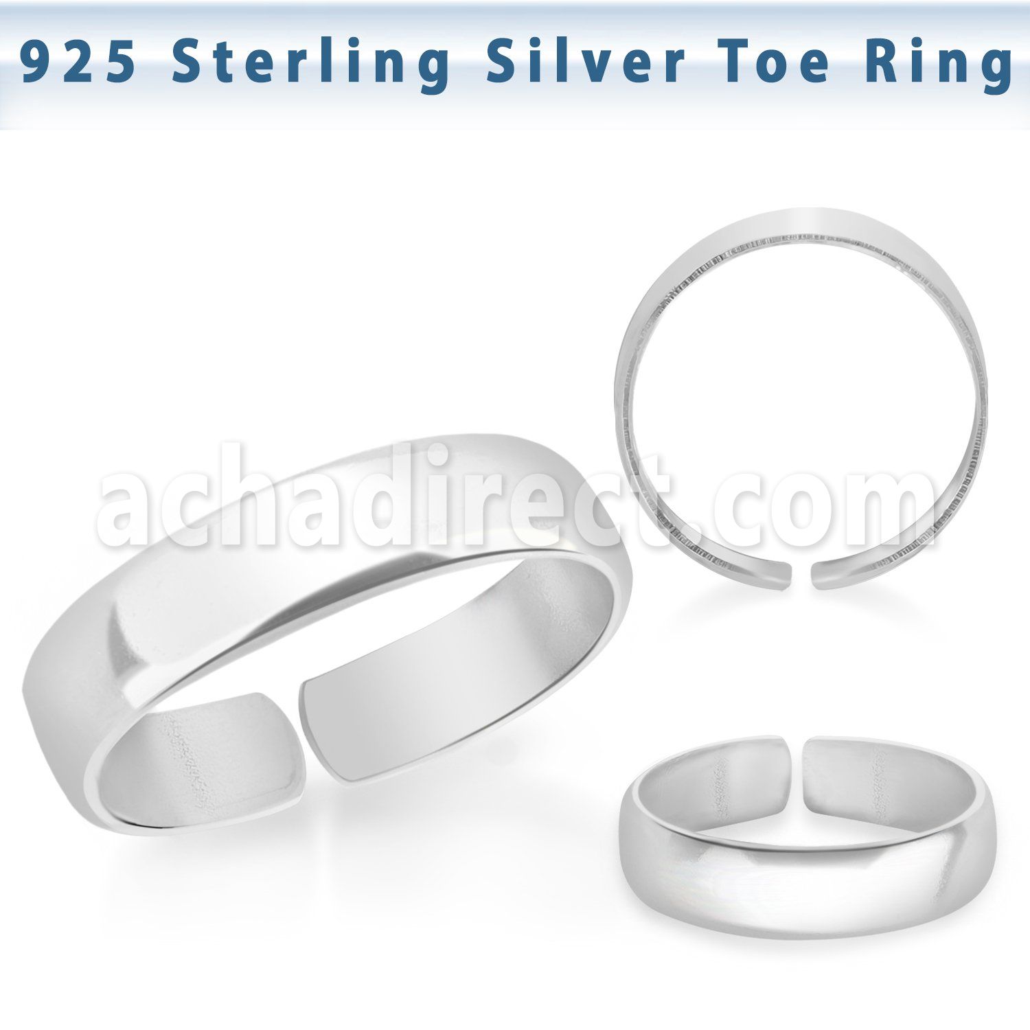 pt527 silver adjustable toe ring plain