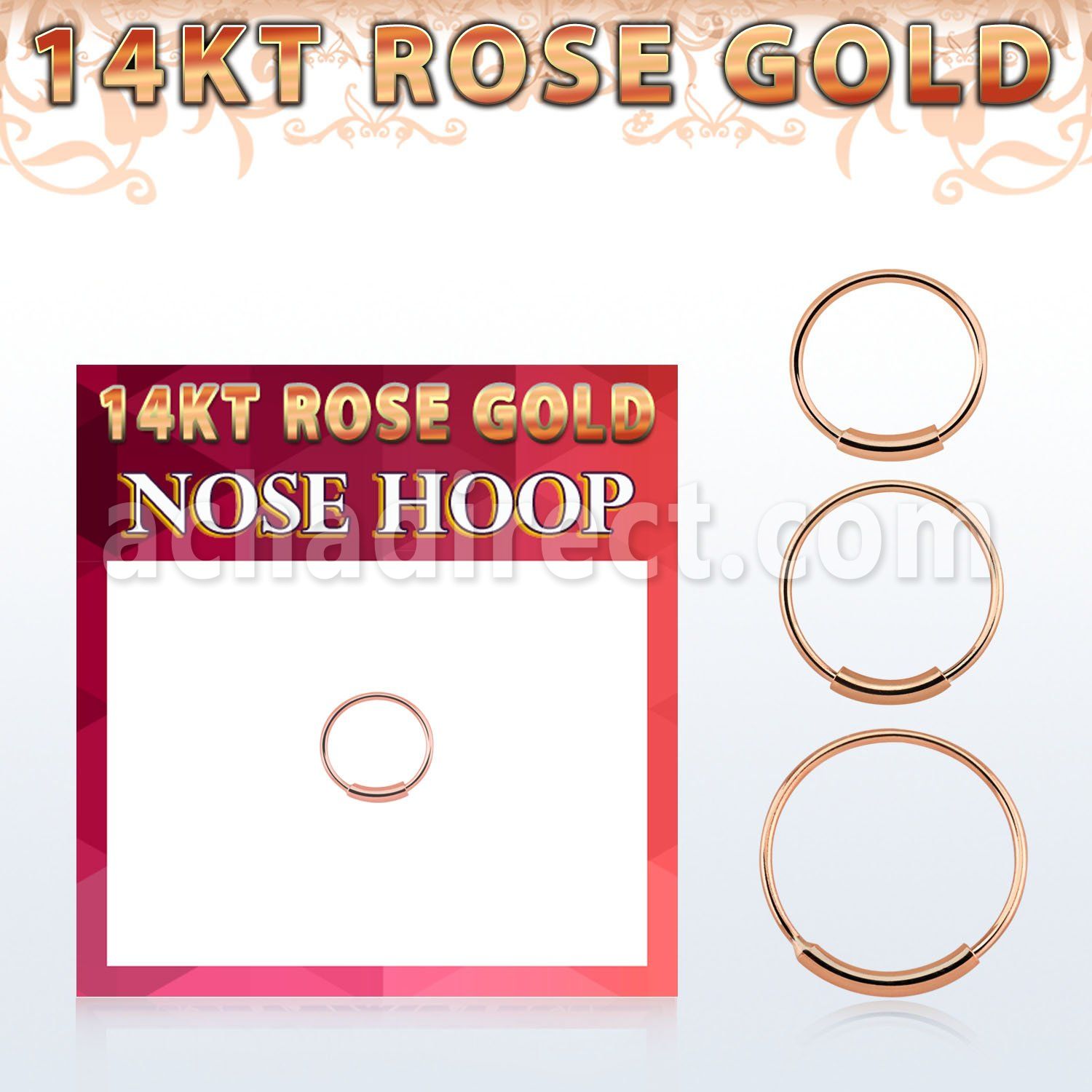 r14end solid 14kt rose gold endless nose hoop