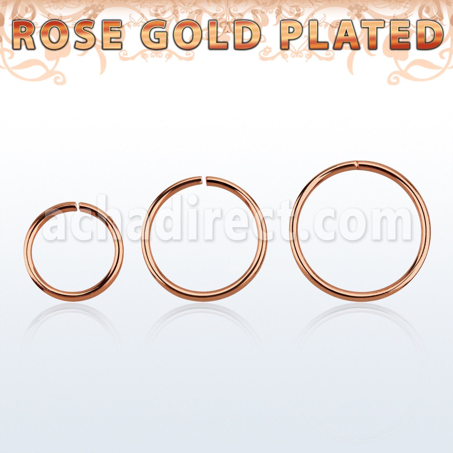 rssel22 rose gold plated 925 silver seamless ring, 22g (0.6mm)