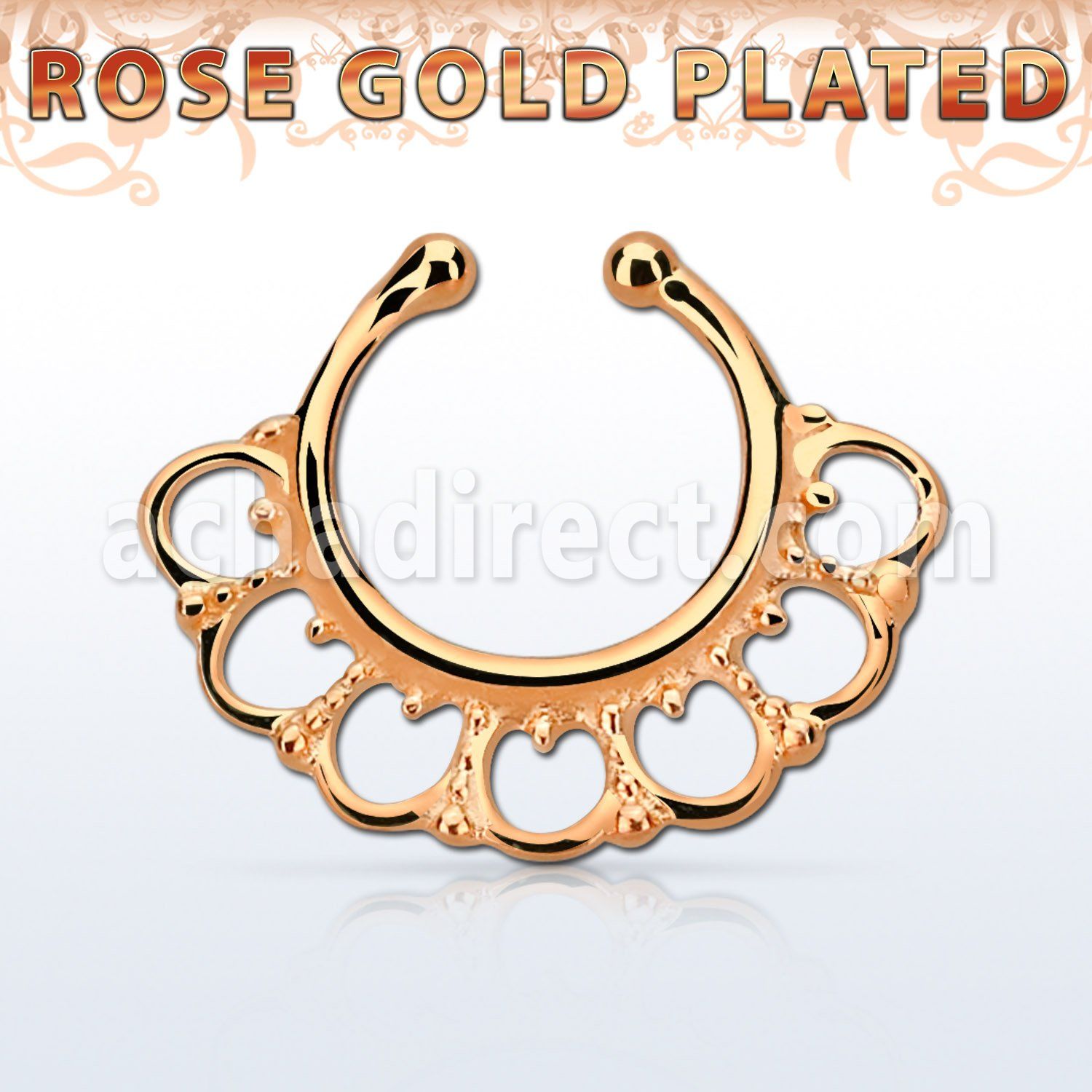 rssepd8 rose gold silver fake septum clicker in a wide indian 