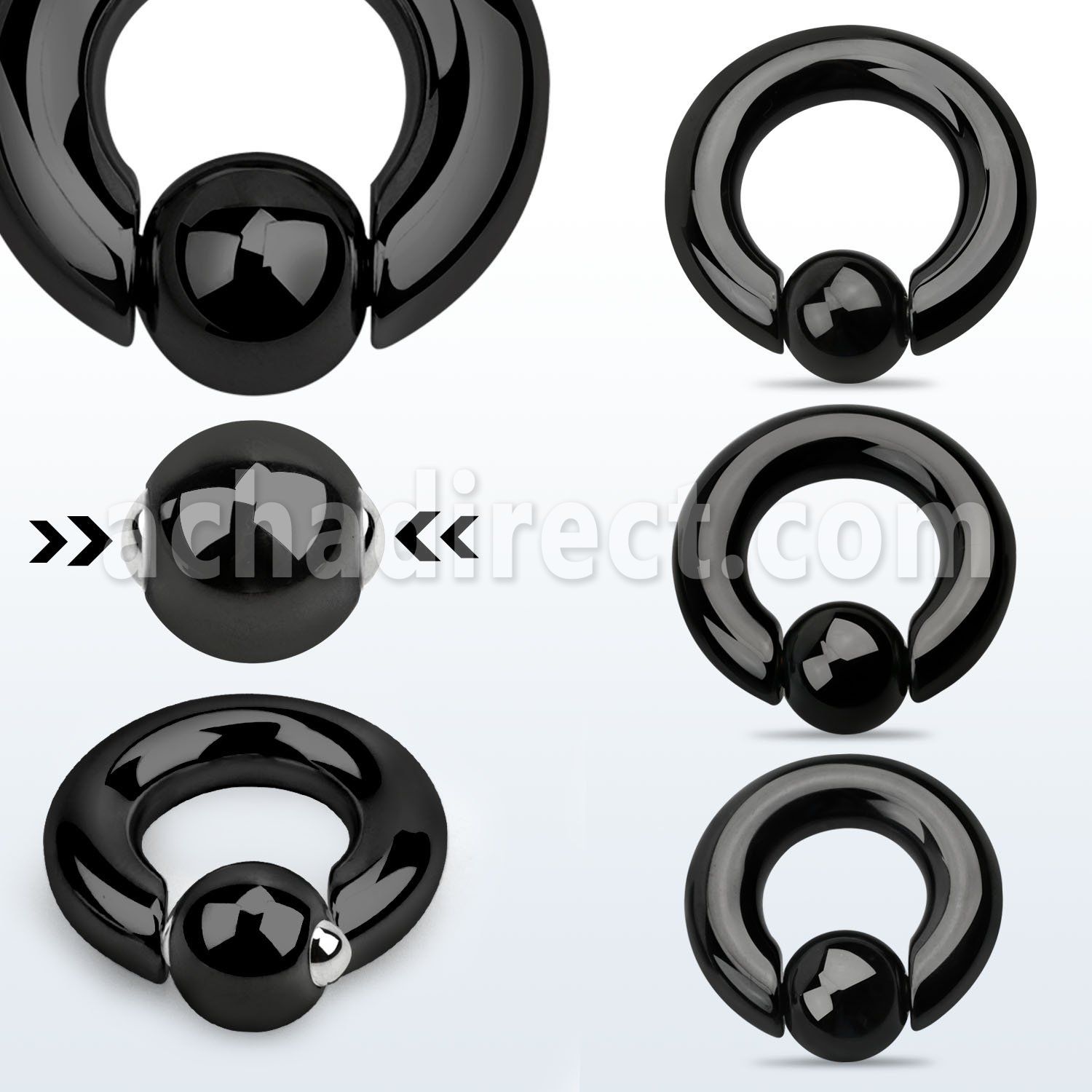 sbcrt2 black 316l steel spring ball closure ring 2g w 10mm ball