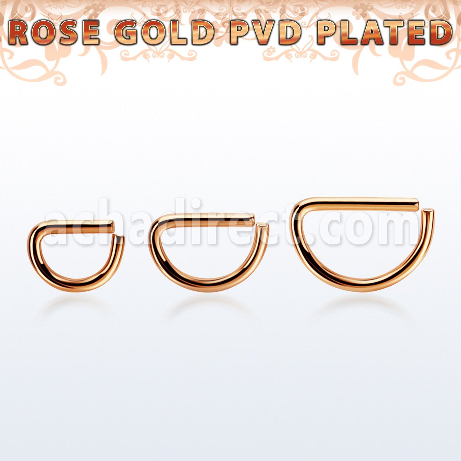 selttd16 rose gold plated 316l steel d shaped seamless ring 16g