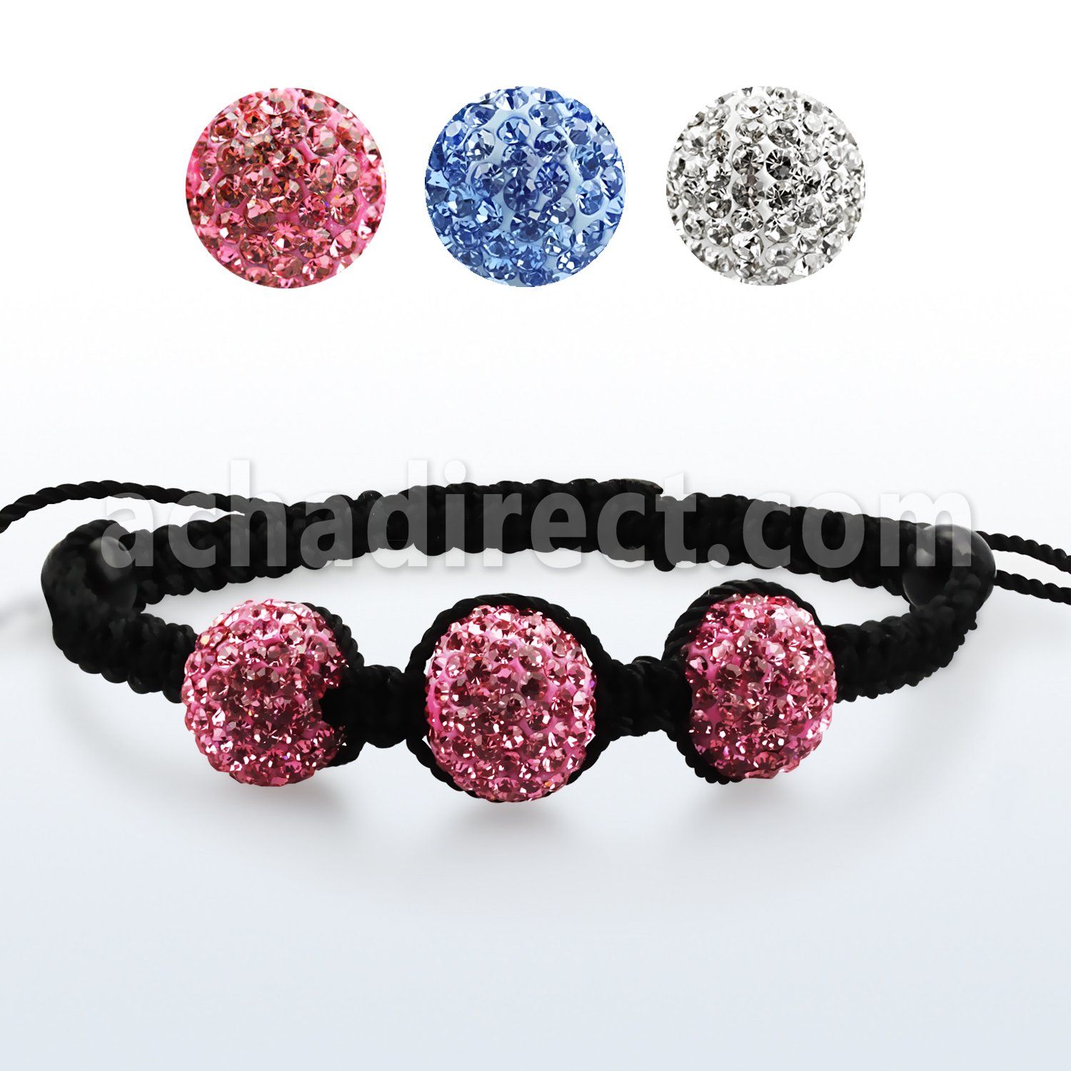 shm1 shamballa bracelet w leather rope multicrystal balls