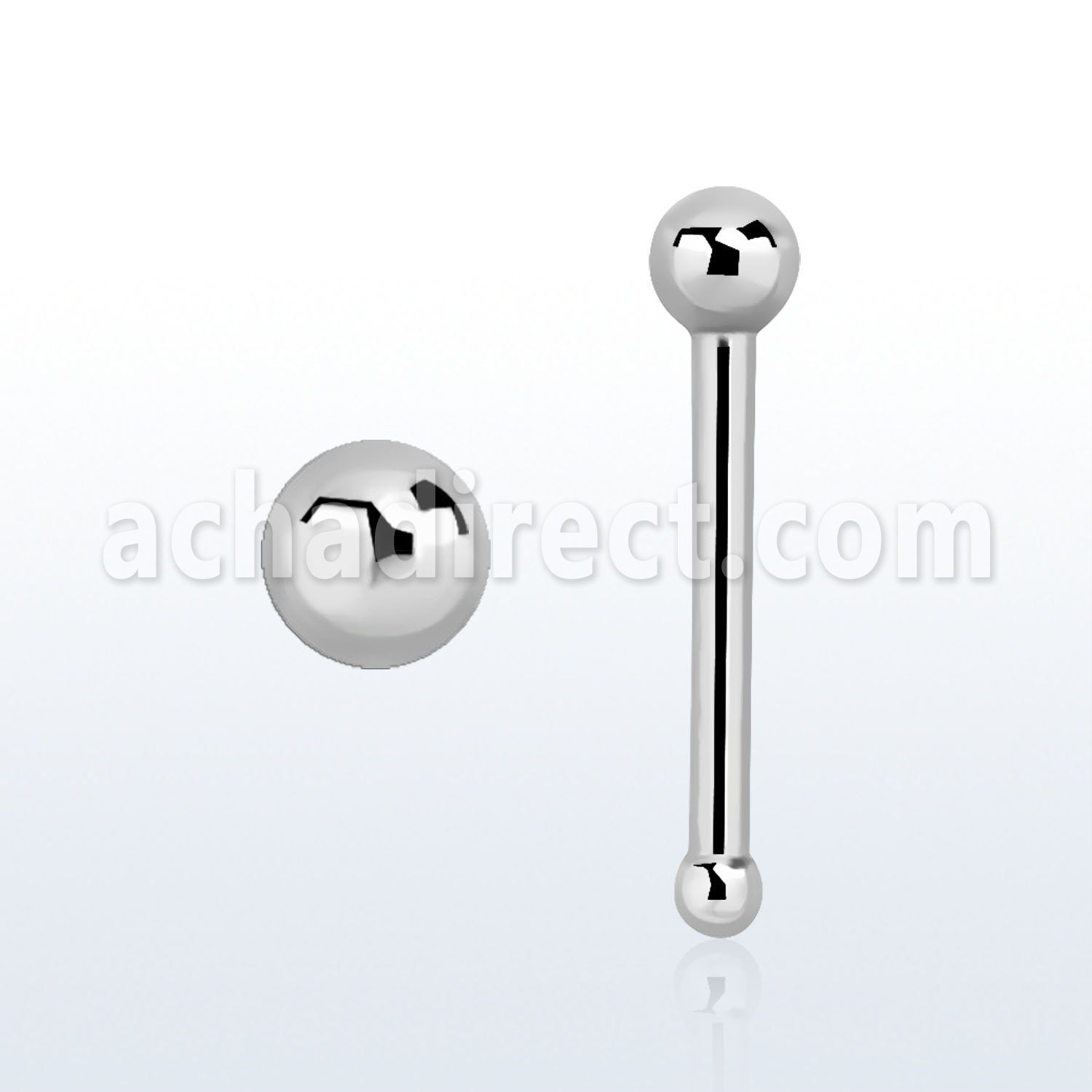 snbb 316l steel nose bone 20g 0 8mm w 2mm ball shaped top