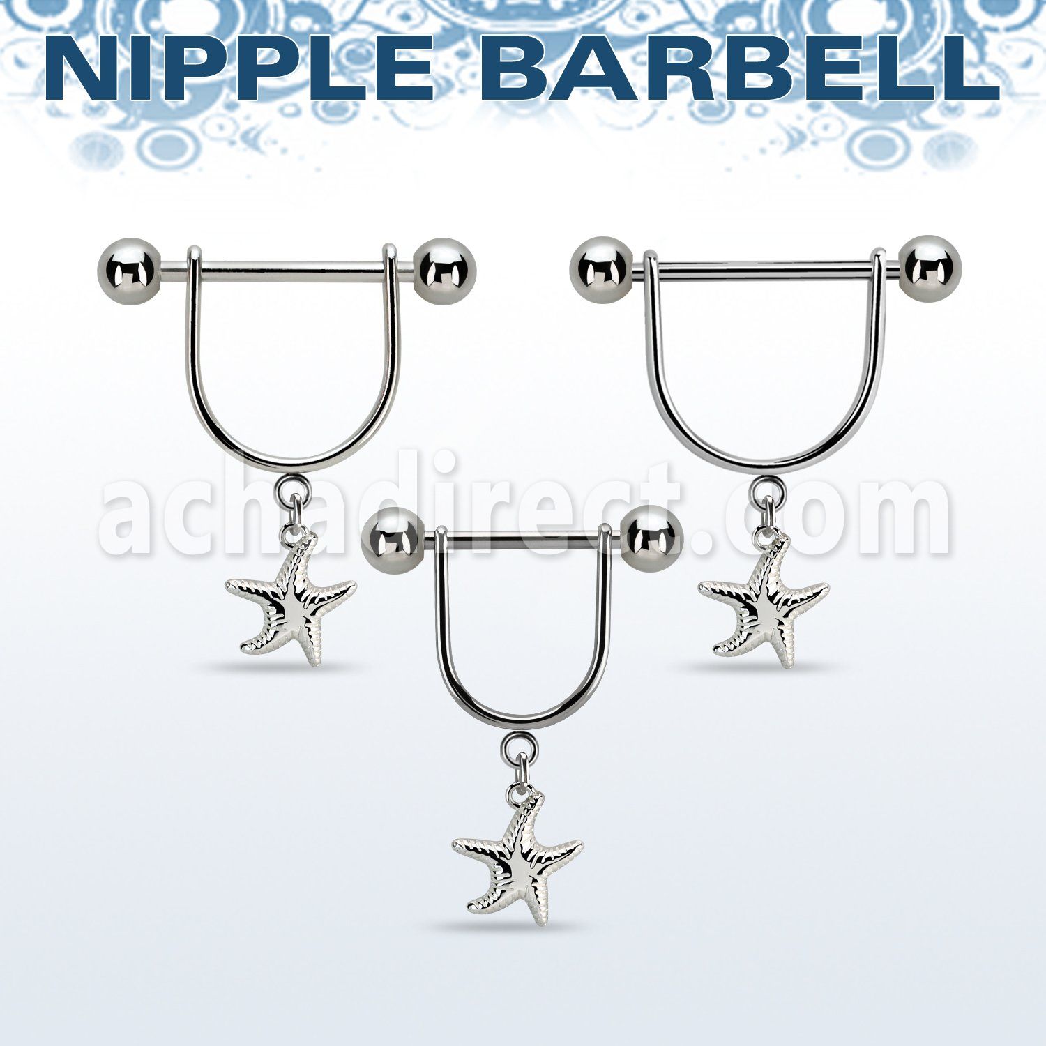 snpod25 steel nipple stirrup 14g w dangling plain starfish