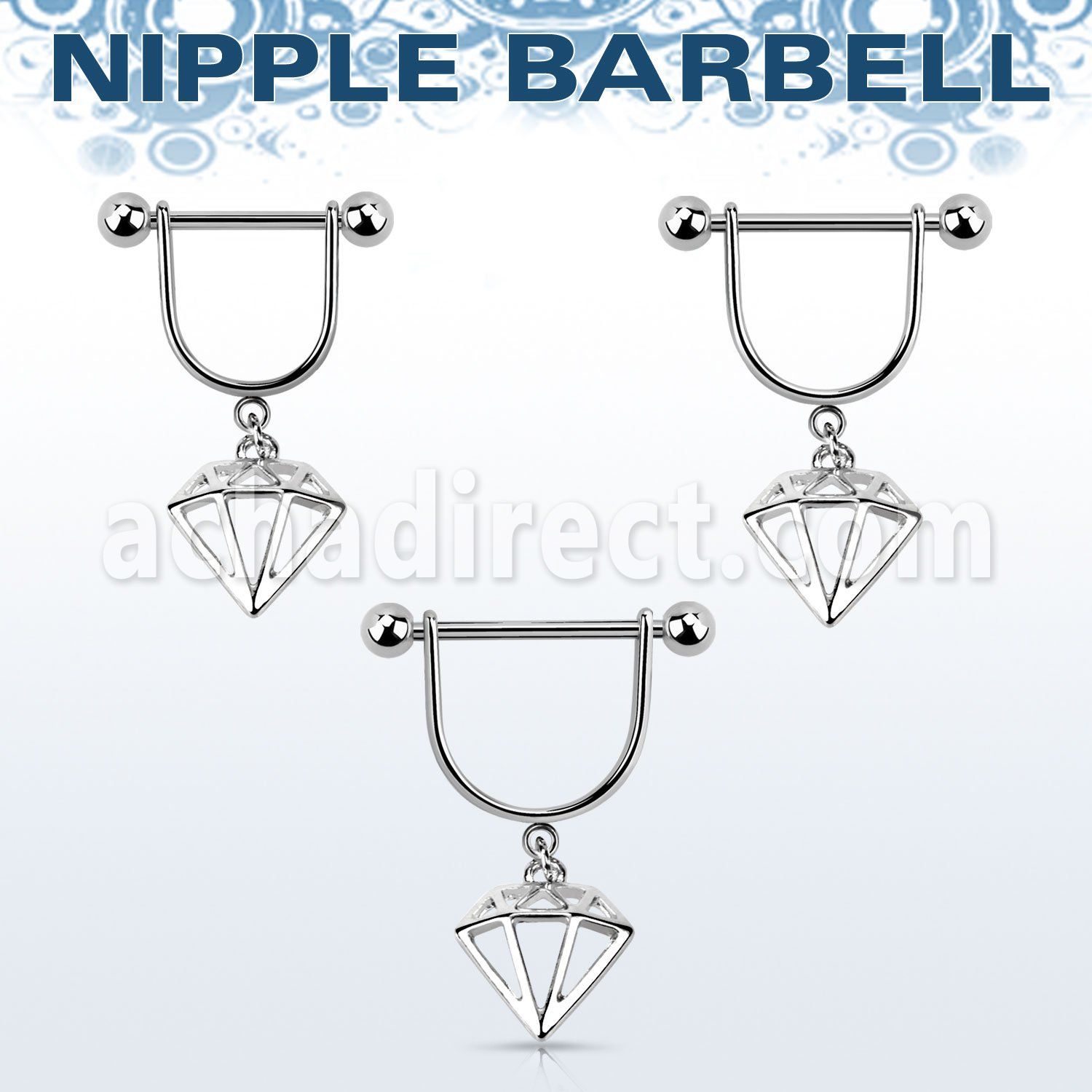 snpod5 316l steel nipple stirrup w plain diamond symbol