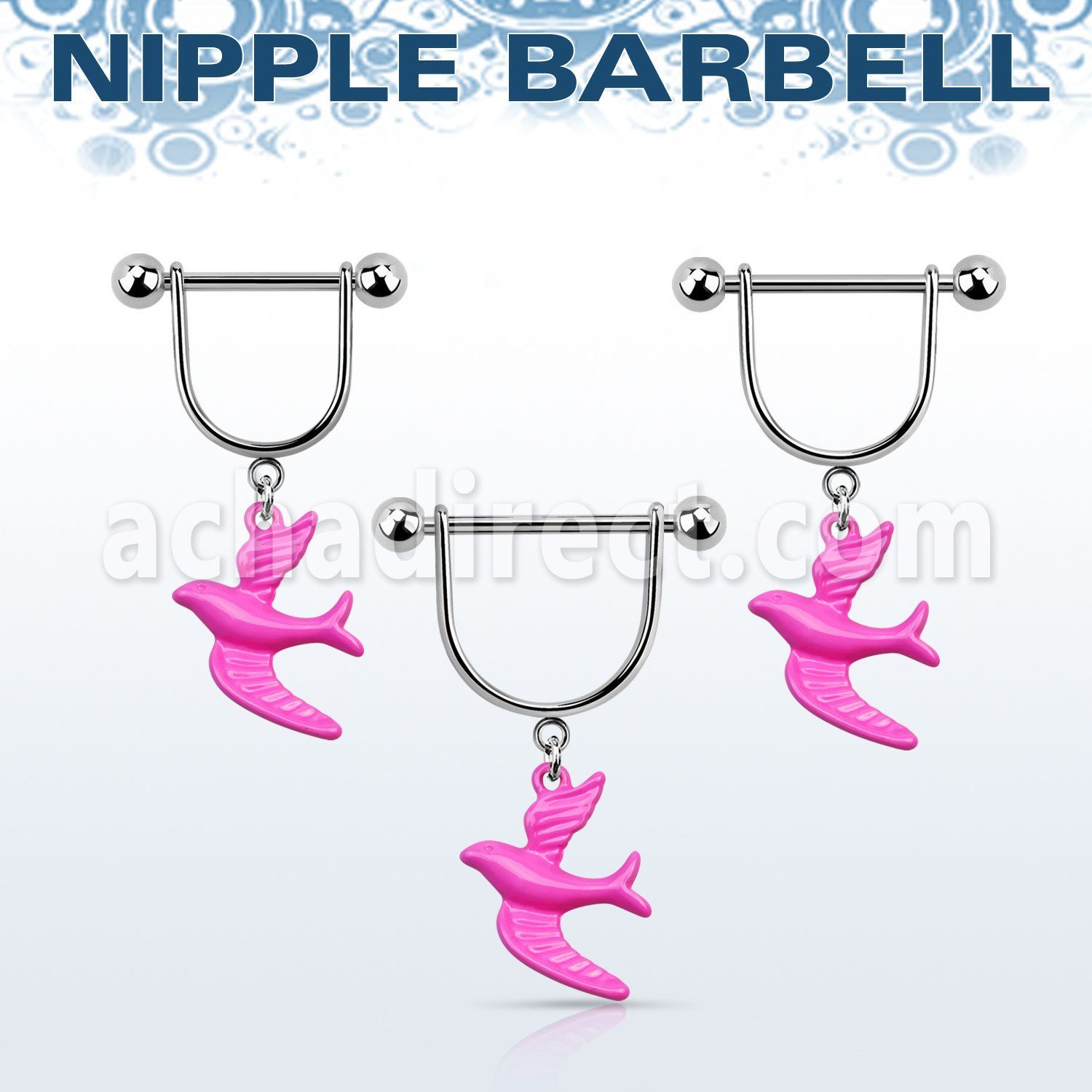 snpod8 316l steel nipple stirrup w painted dove
