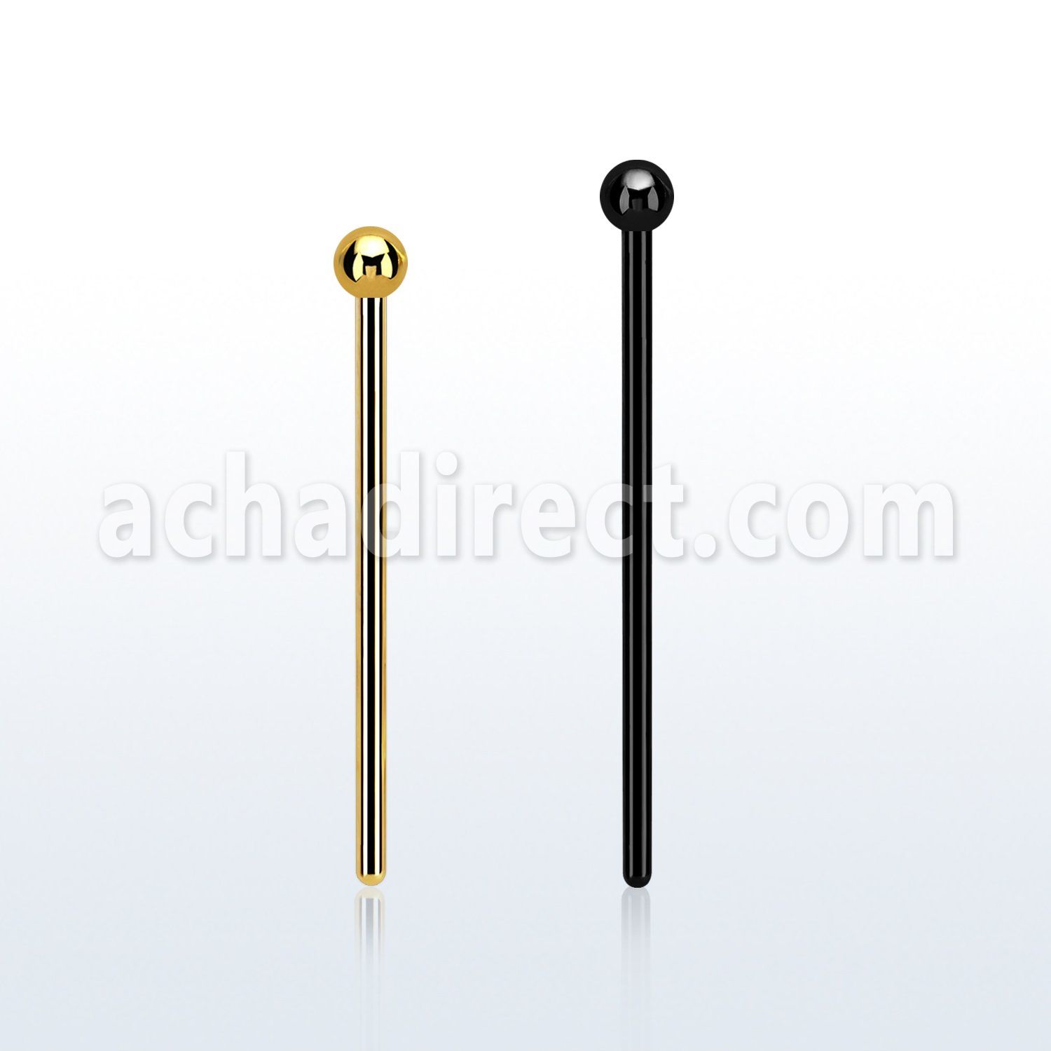snybt20 pvd plated steel bend it nose stud w 2mm ball top