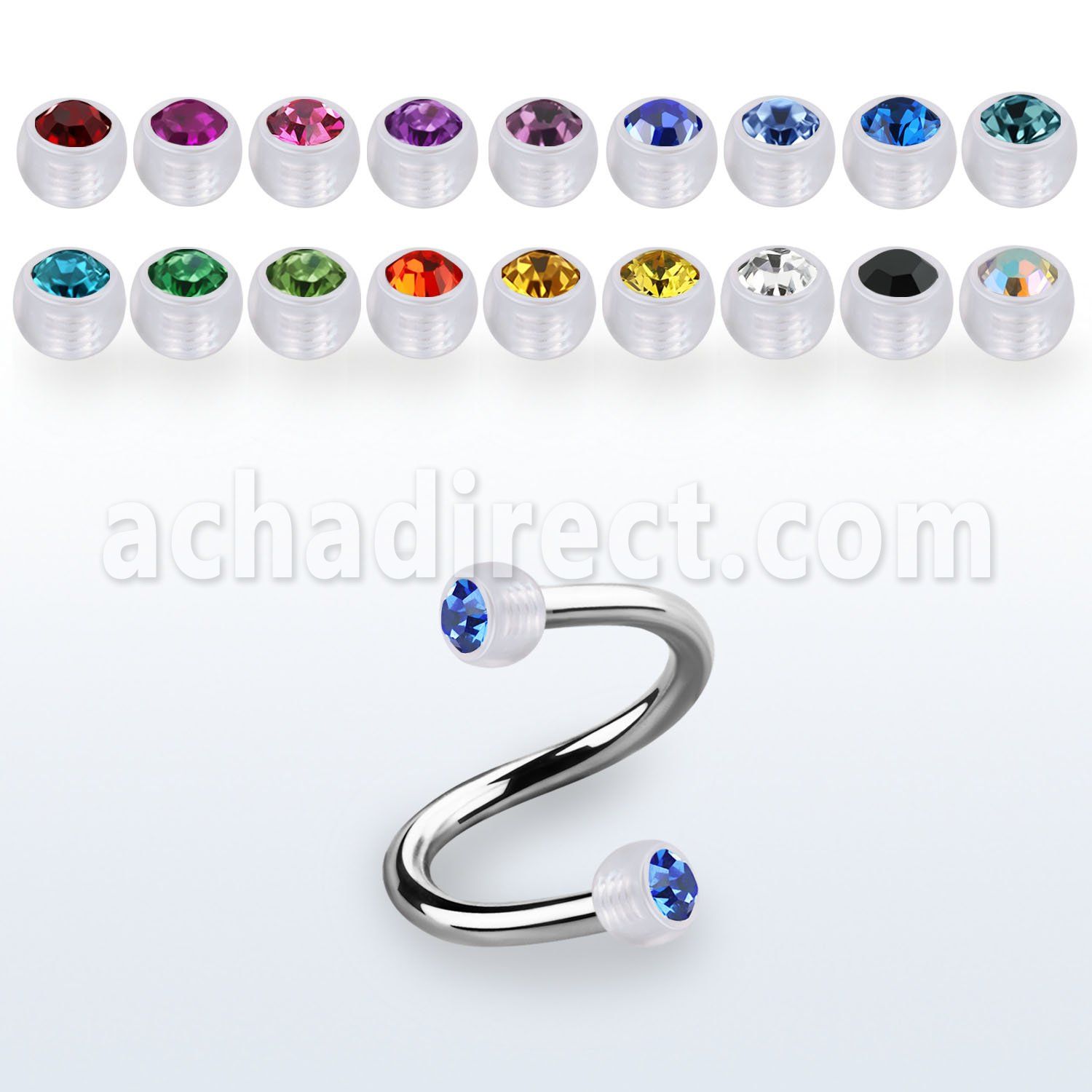 spajb4 steel spiral w 4mm bio flex balls w bezel set crystal