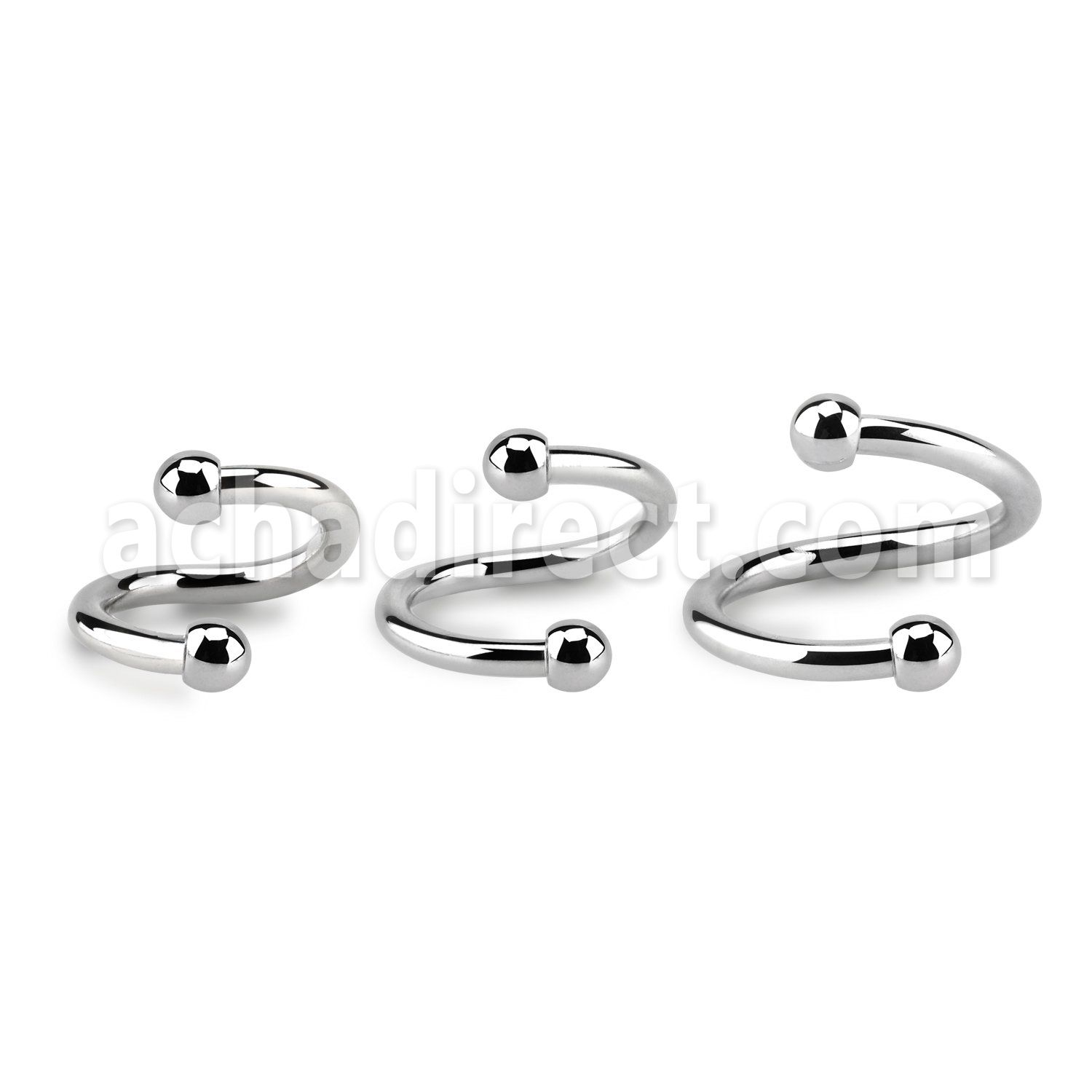 spb3 surgical steel spiral twister w two 3mm balls