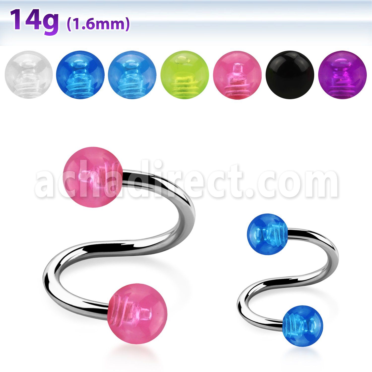 spbuv 316l steel spiral with acrylic uv reactive bubble balls