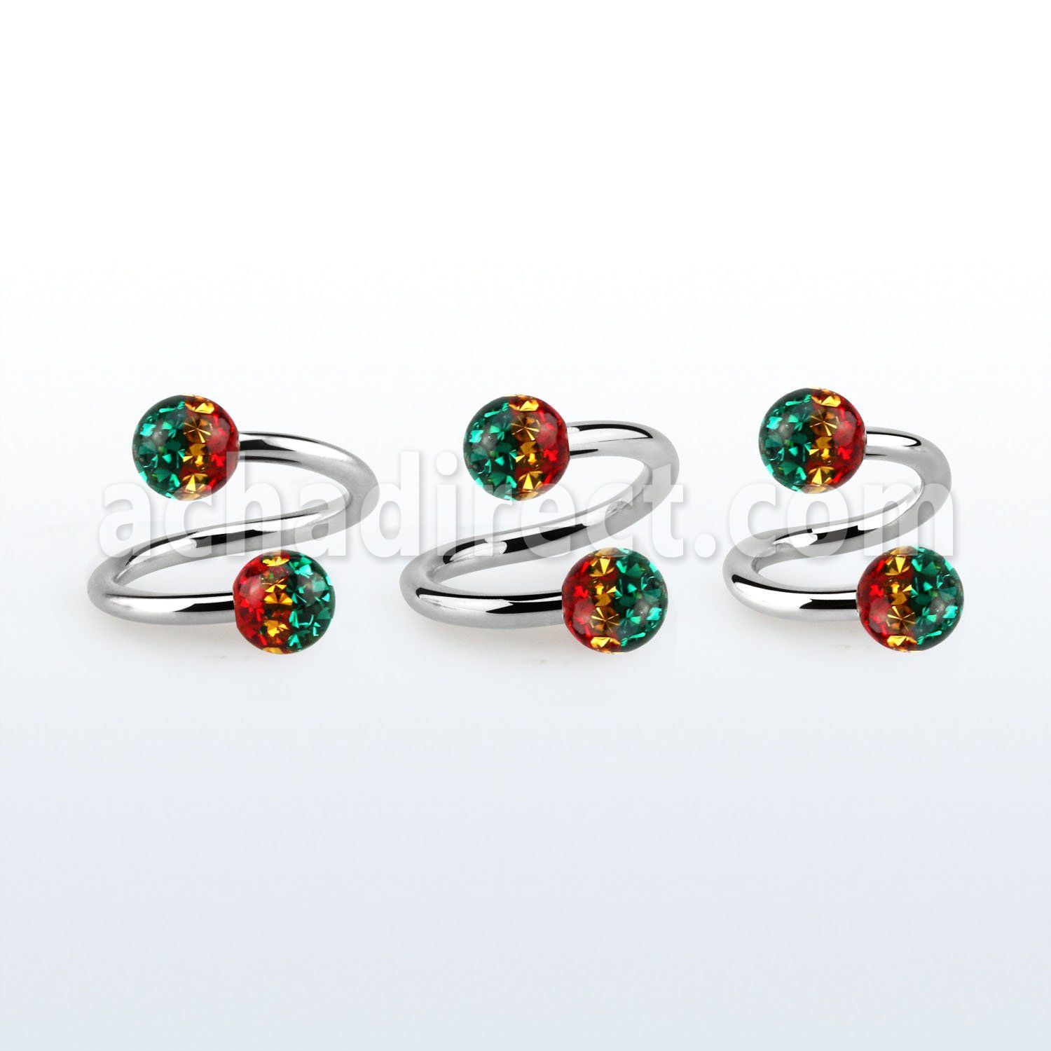 spfr5r 316l steel spiral w ferido rasta multi crystal ball
