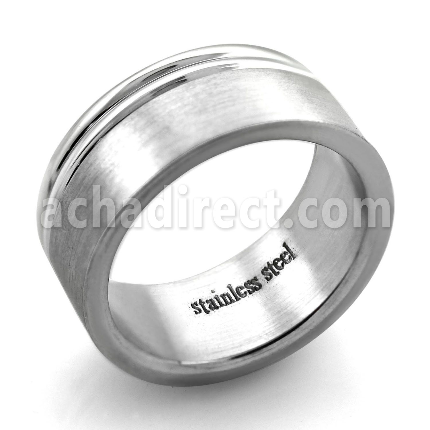 sr161 matte stainless steel band with two lined sides ring