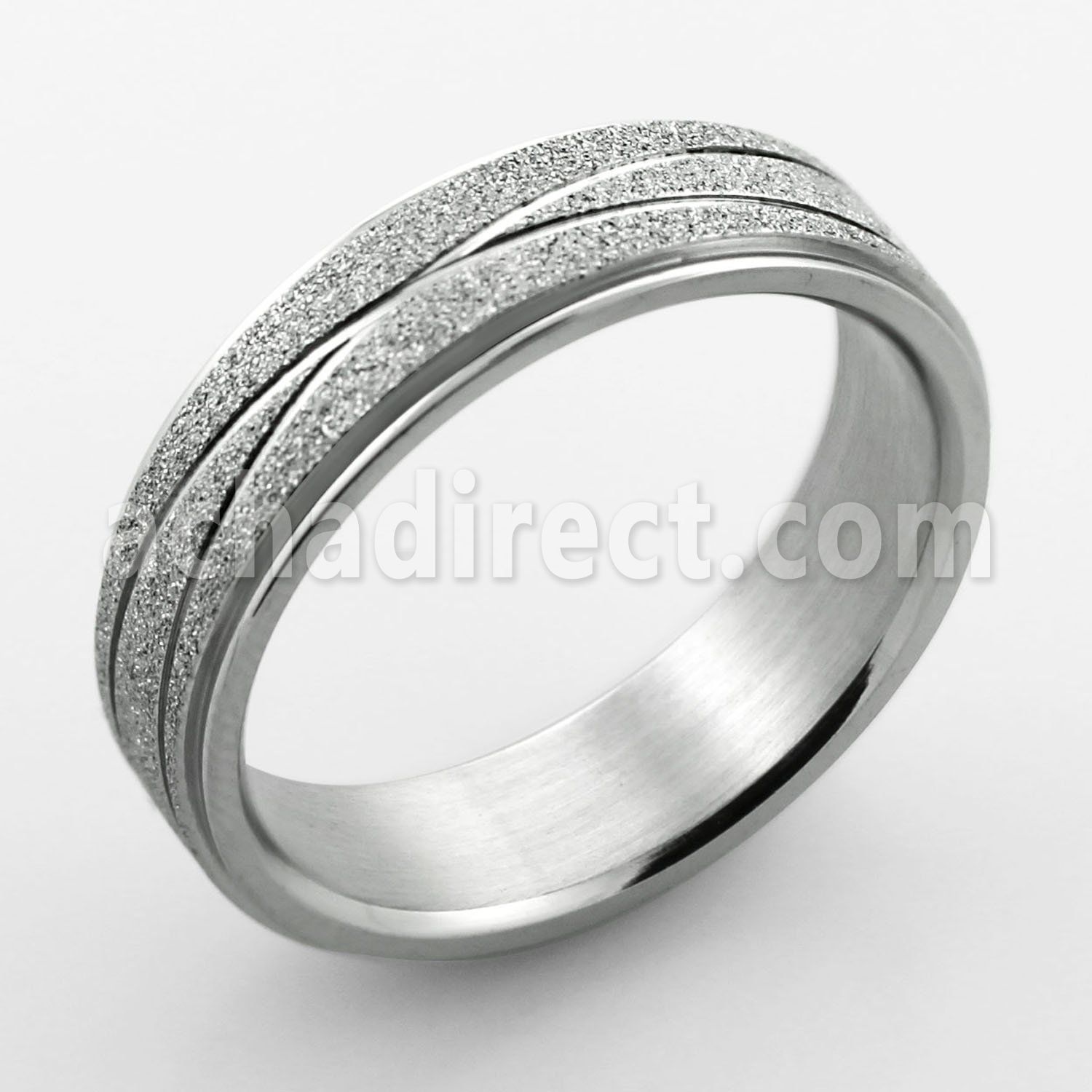 sr326 matte stainless steel ring with diamond cuts design