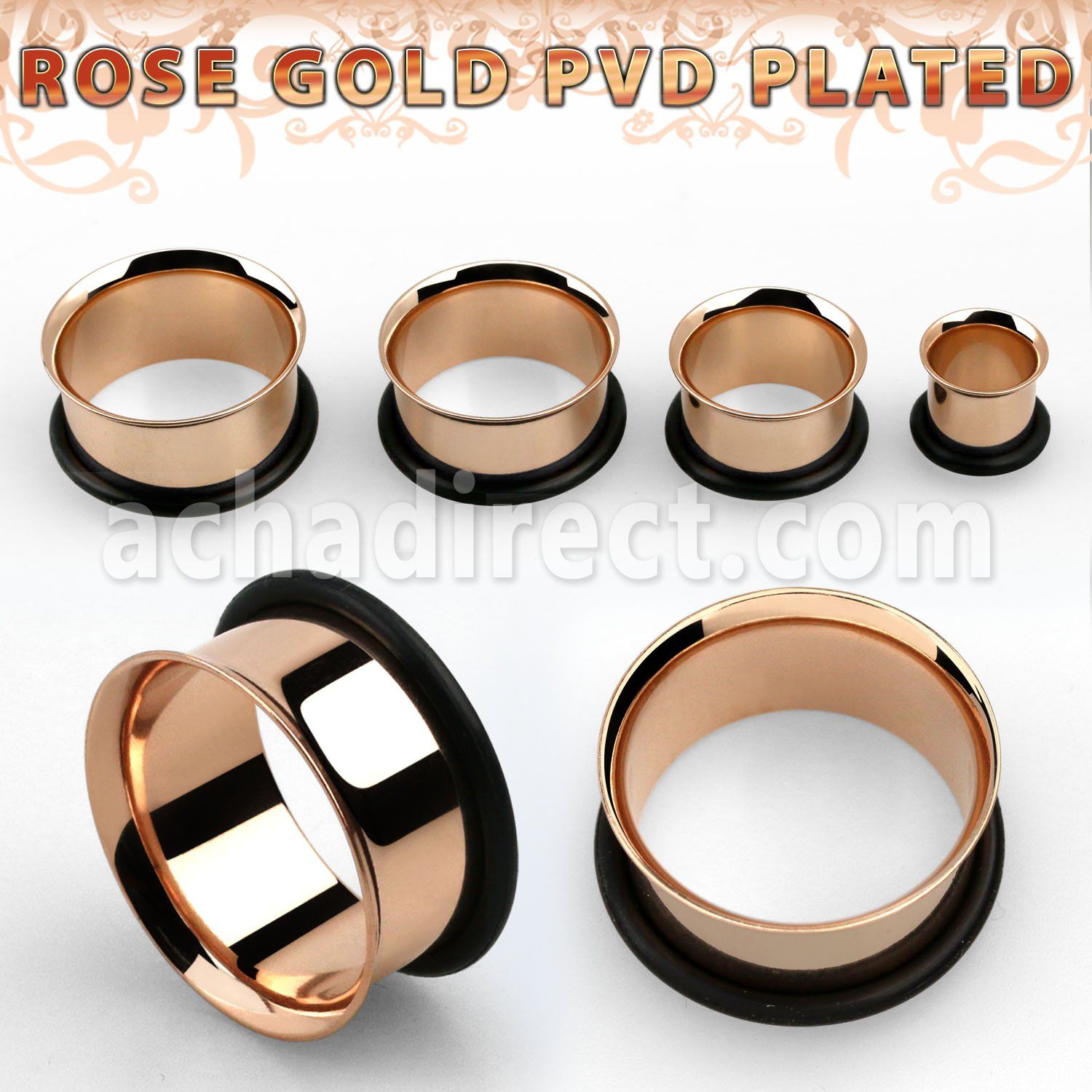sttpg rose gold pvd plated steel single flare flesh tunnel